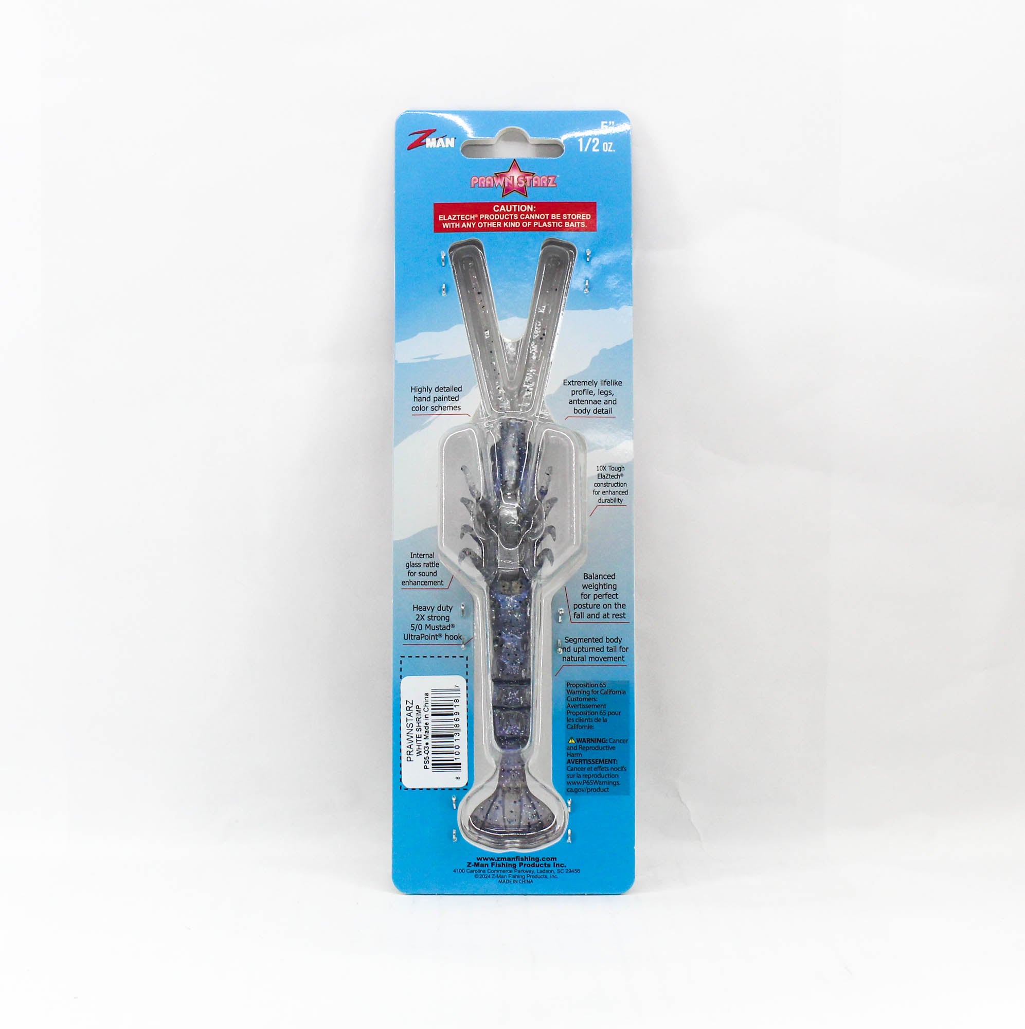 Zman Soft Lure PrawnstarZ 5 Inch White Shrimp (9187)