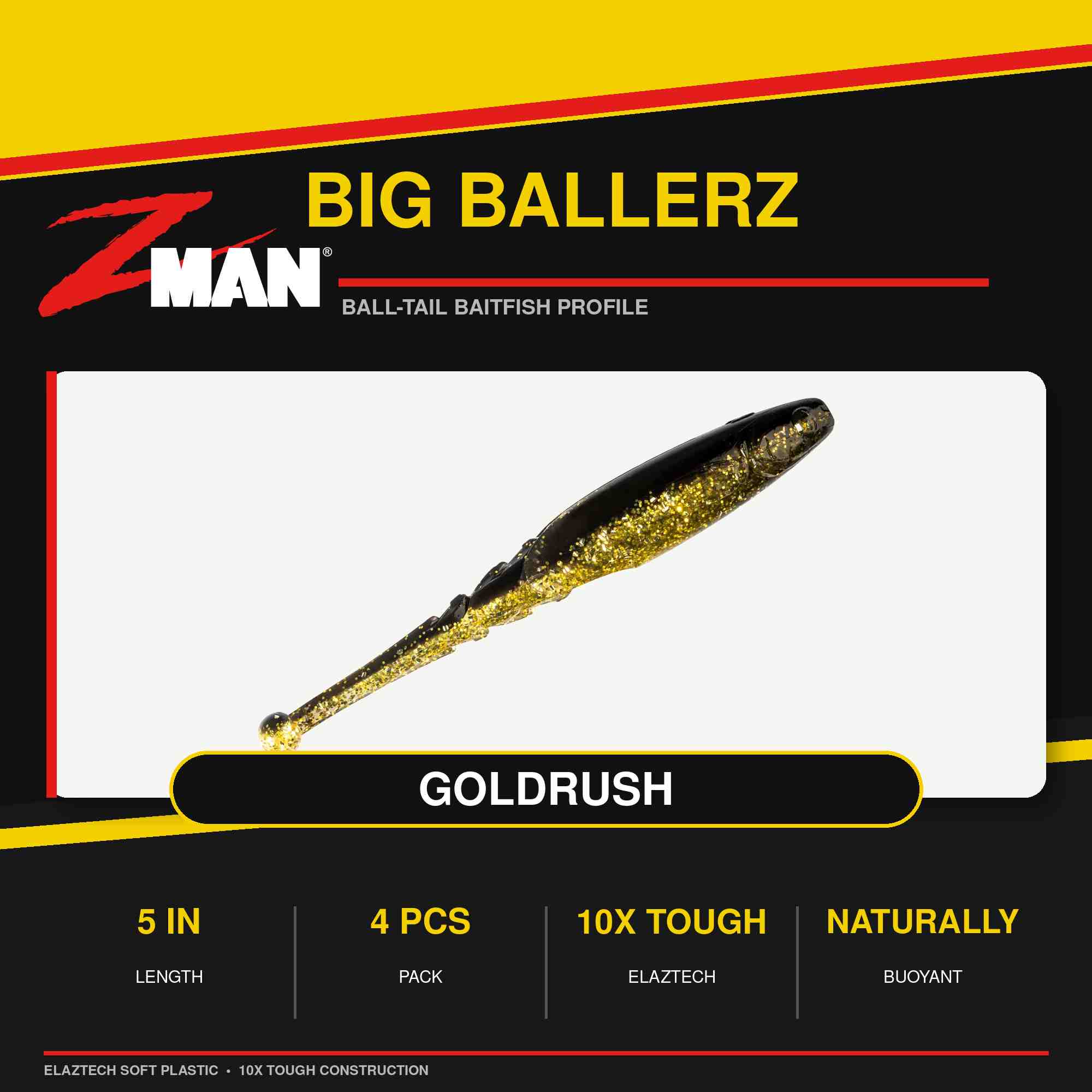 Zman Soft Lure Big BallerZ 5 Inch 4/Pack Gold Rush (9590)