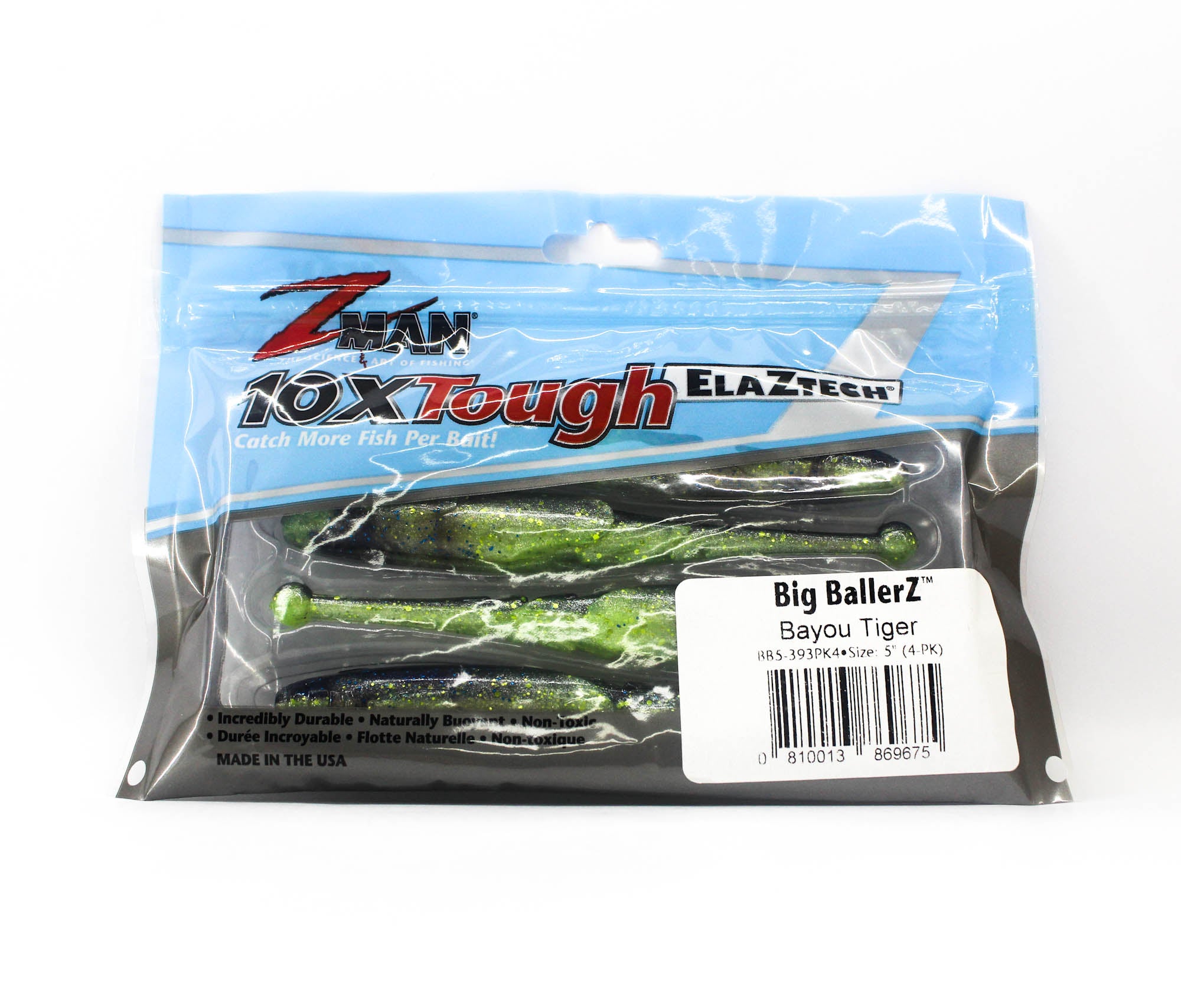 Zman Soft Lure Big BallerZ 5 Inch 4/Pack Bayou Tiger (9675)