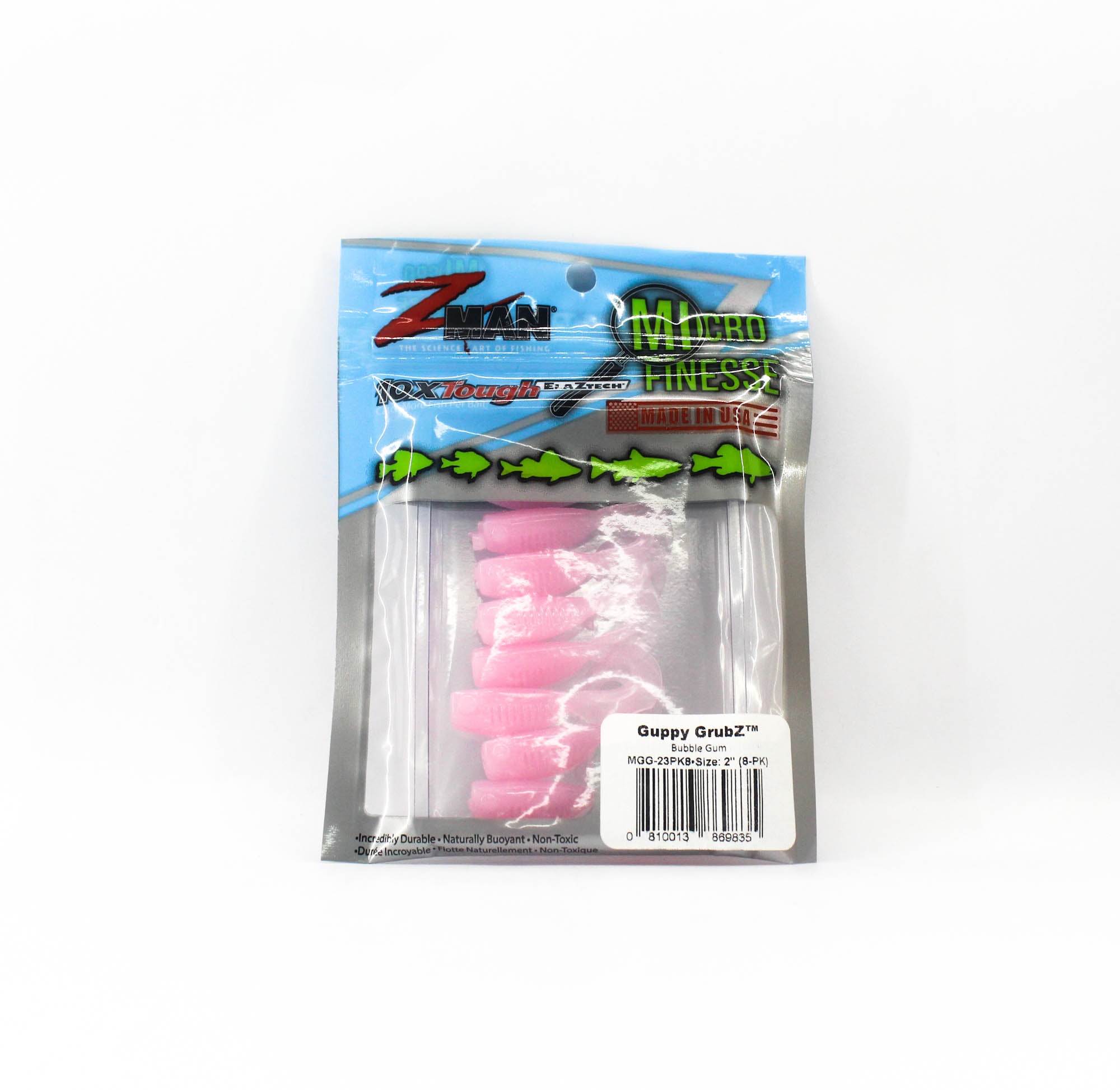 Zman Soft Lure Guppy GrubZ 2 Inch 8/Pack Bubble Gum (9835)