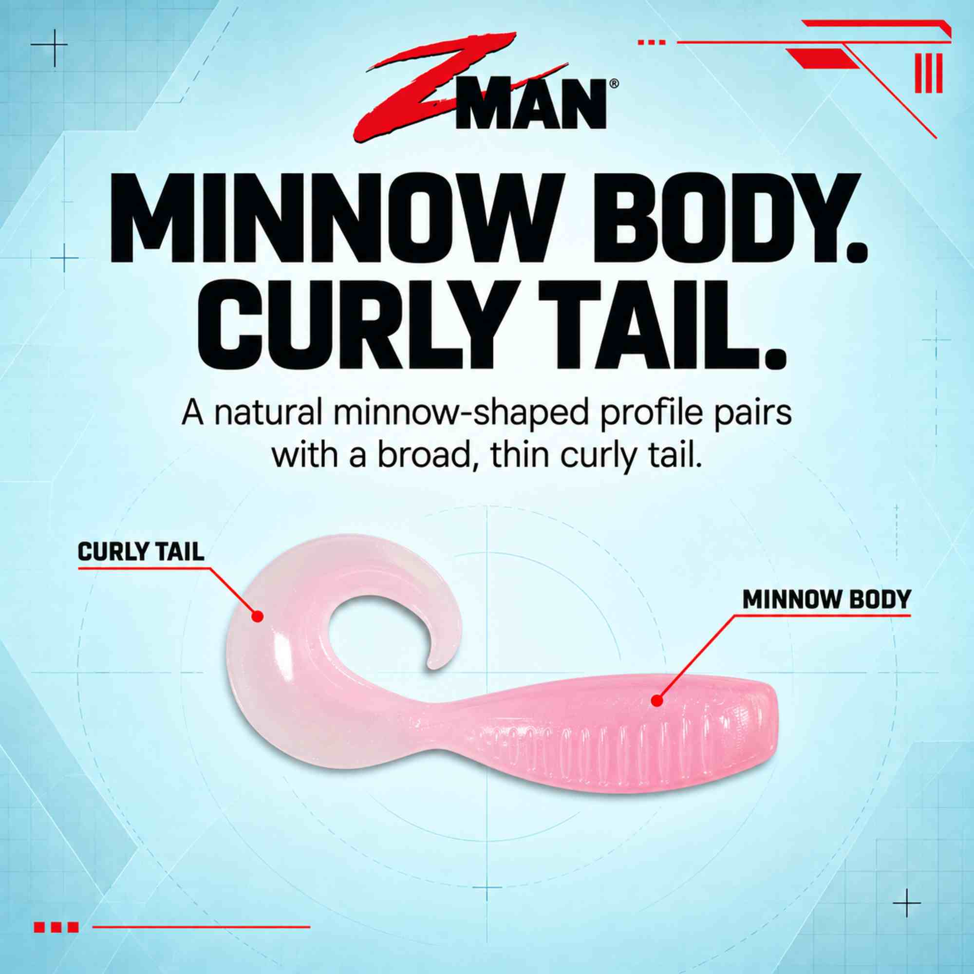 Zman Soft Lure Guppy GrubZ 2 Inch 8/Pack Bubble Gum (9835)