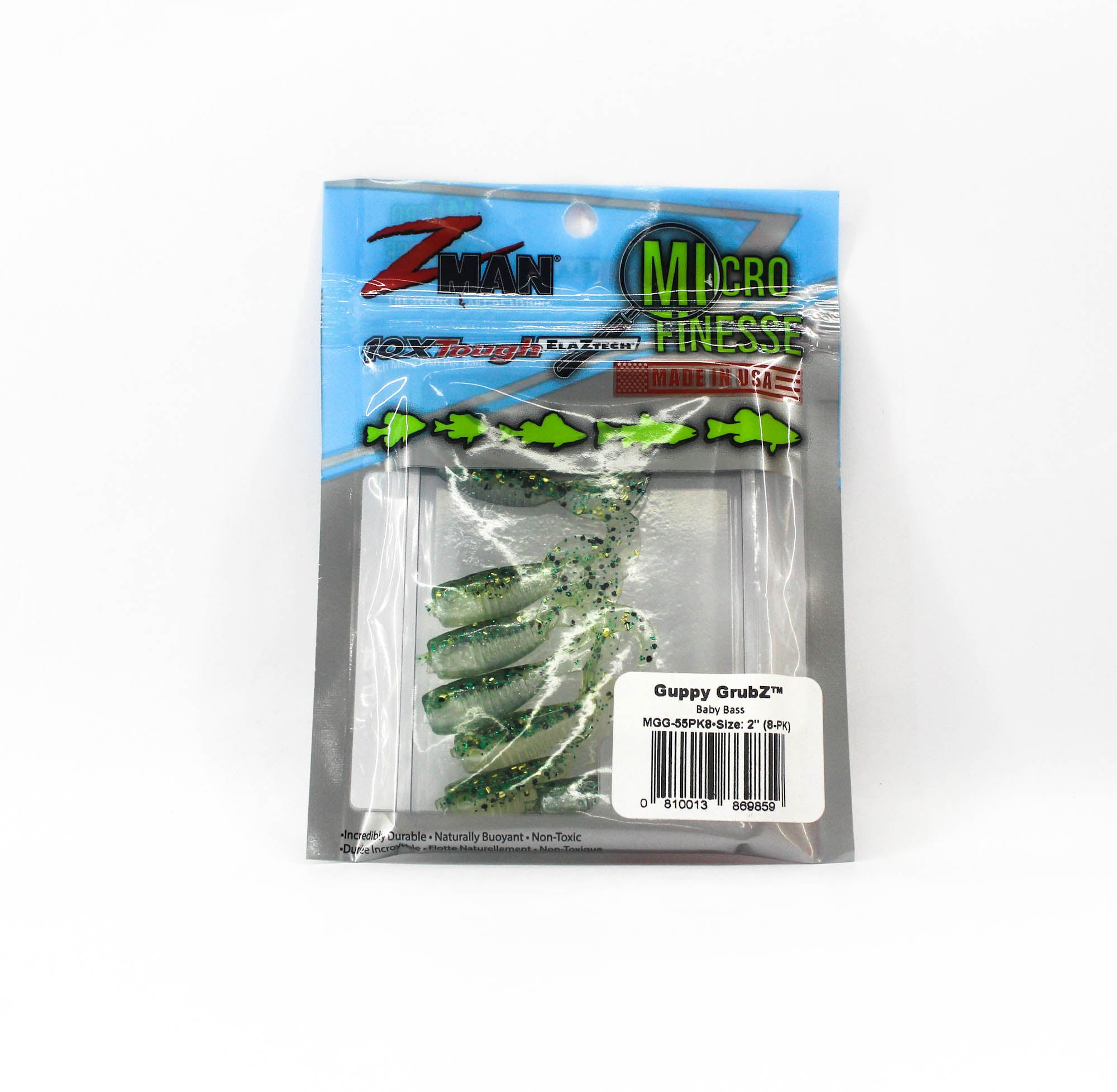 Zman Soft Lure Guppy GrubZ 2 Inch 8/Pack Baby Bass (9859)