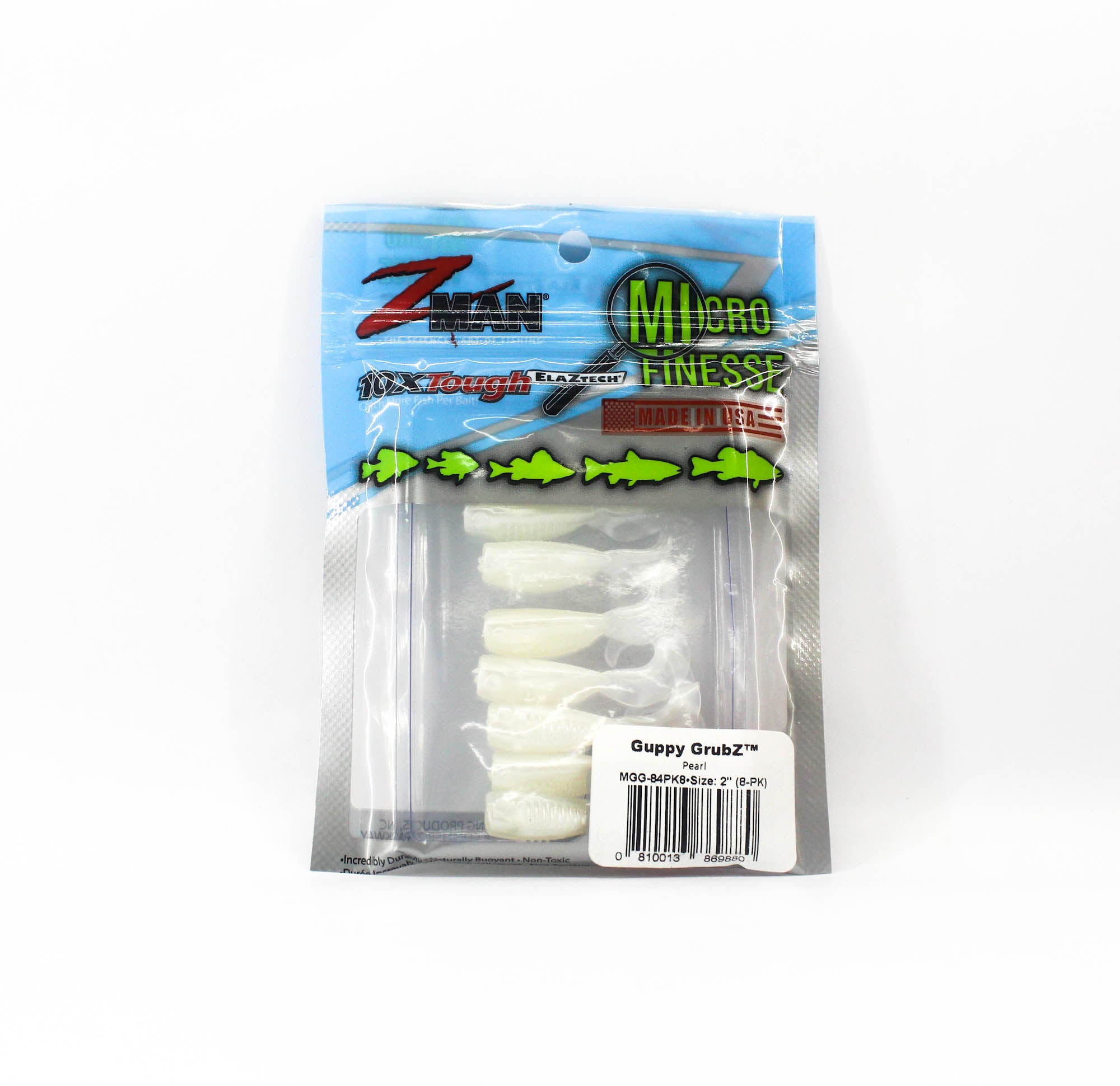 Zman Soft Lure Guppy GrubZ 2 Inch 8/Pack Pearl (9880)