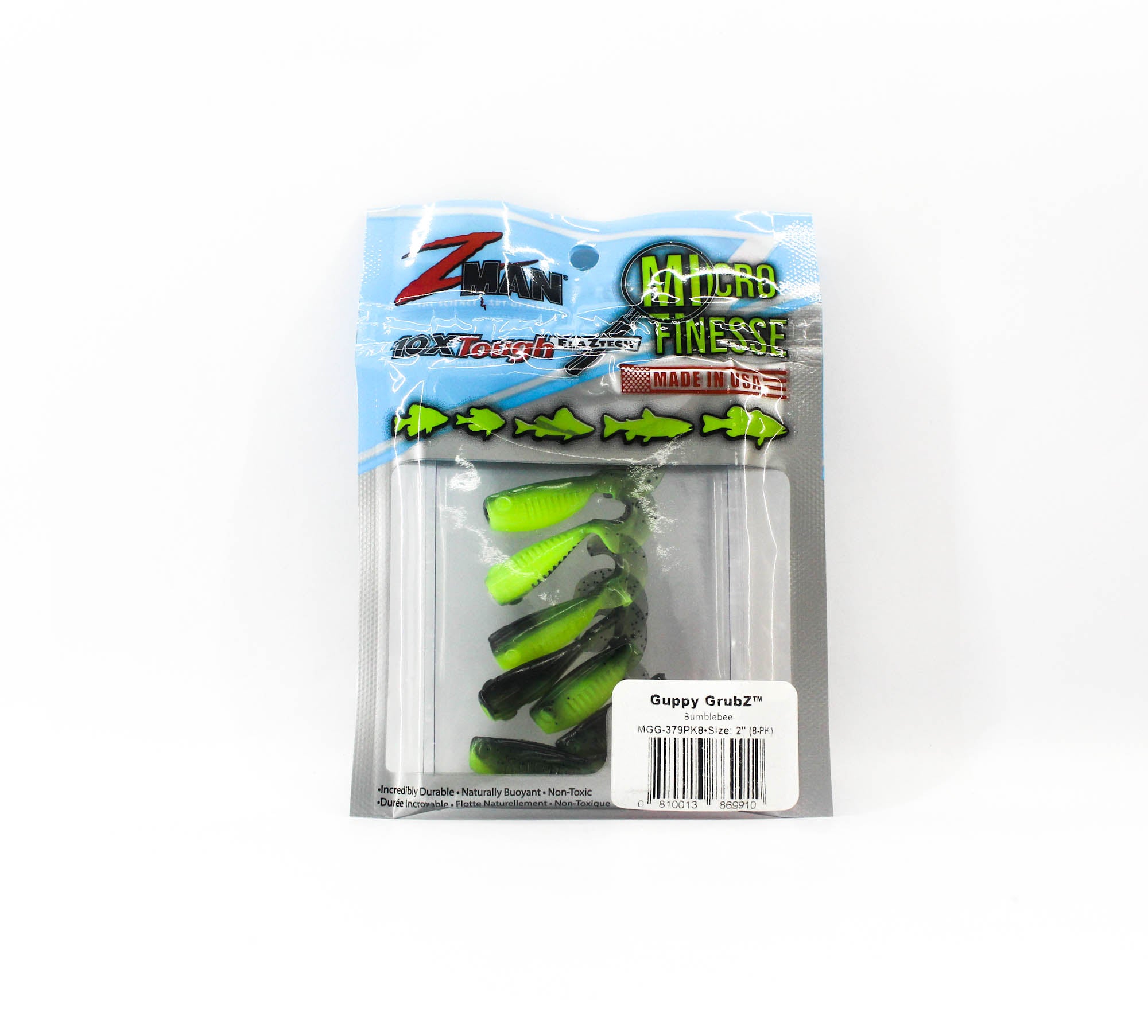 Zman Soft Lure Guppy GrubZ 2 Inch 8/Pack Bumblebee (9910)
