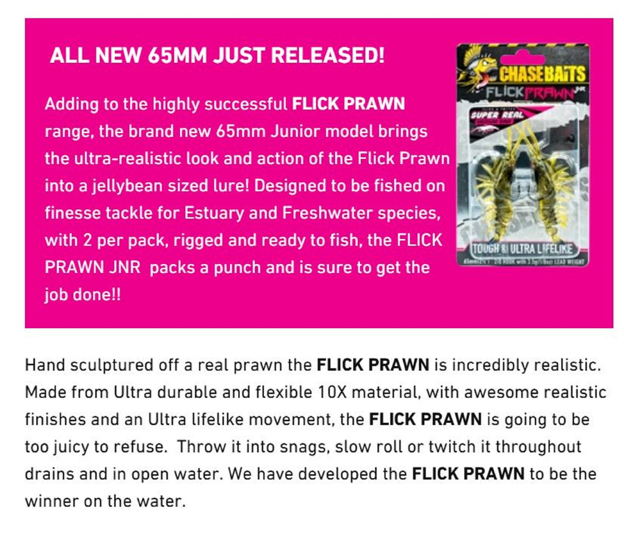 Chasebaits Flick Prawn 65 mm 3.5 grams Sinking Lure 2/pack 02 (0015)