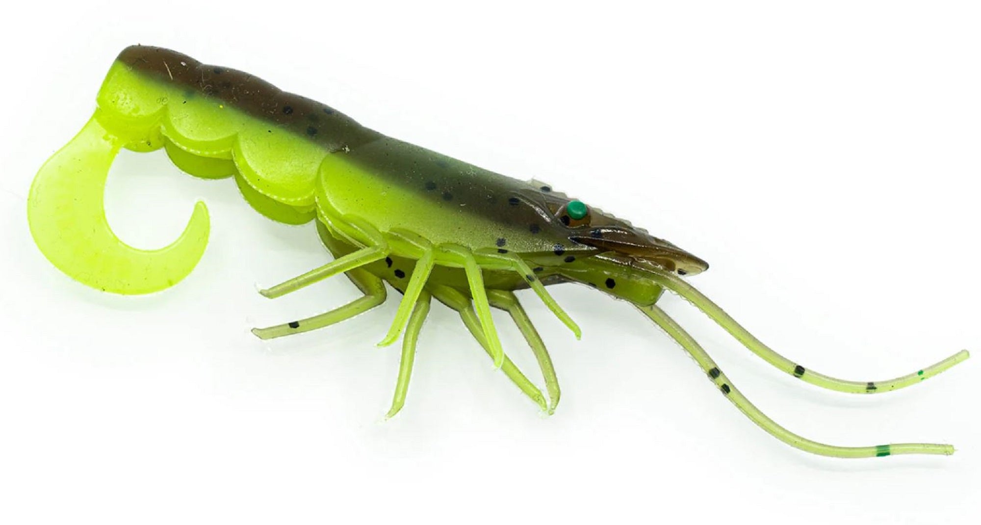 Chasebaits Curly Prawn 60 mm Sinking Lure 6/Pack Lime Tiger (4440)