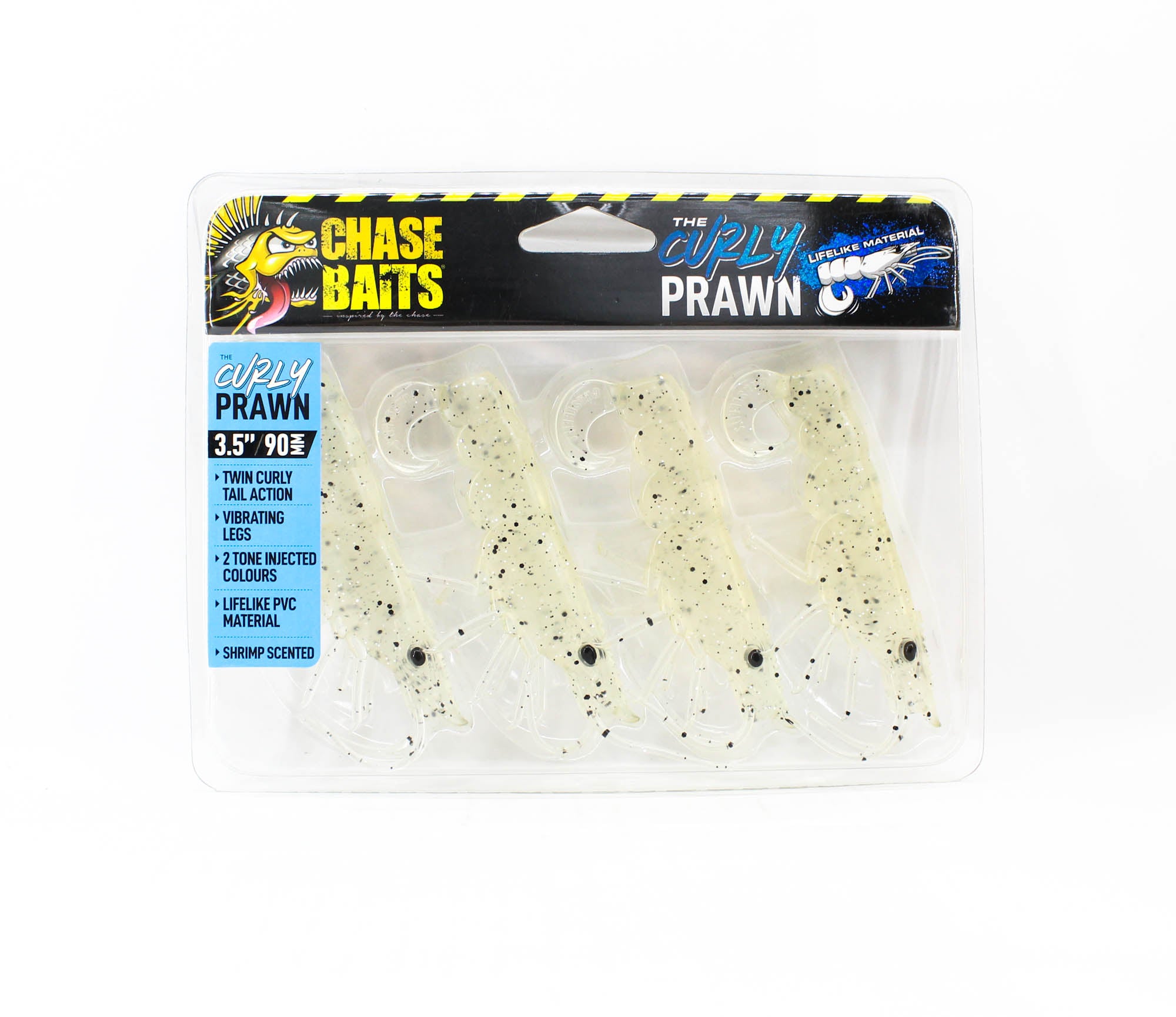 Chasebaits Curly Prawn 90 mm Sinking Lure 4/Pack Jelly Prawn (4488)