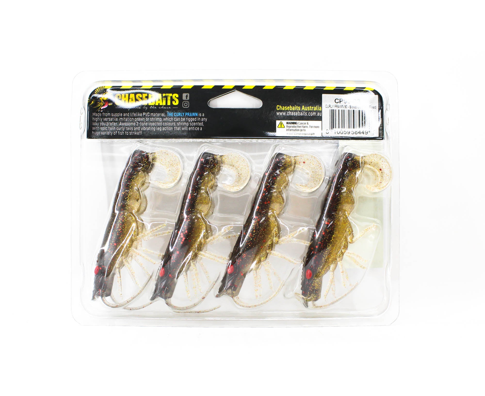 Chasebaits Curly Prawn 90 mm Sinking Lure 4/Pack Blood Gold (4495)
