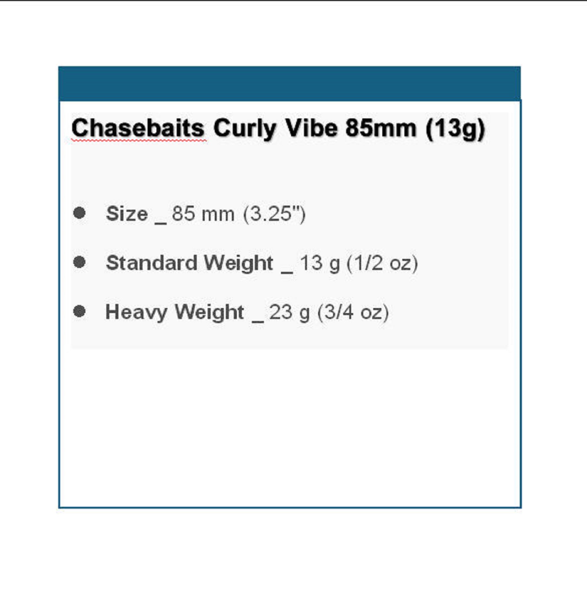 Chasebaits Curly Vibe 85 mm 13 grams Sinking Lure 02 (4563)