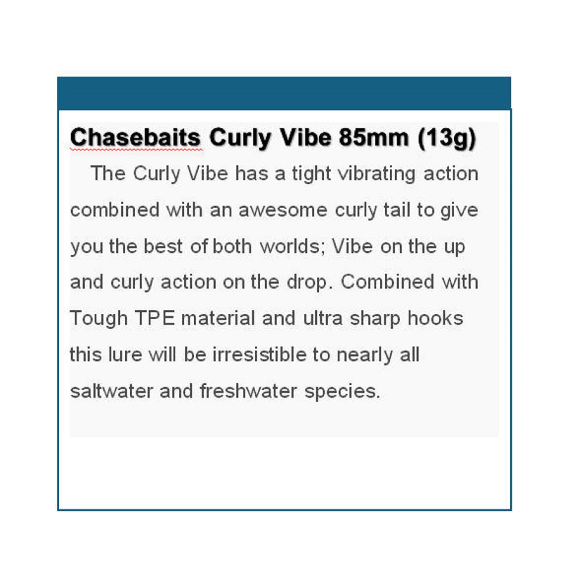 Chasebaits Curly Vibe 85 mm 13 grams Sinking Lure 02 (4563)