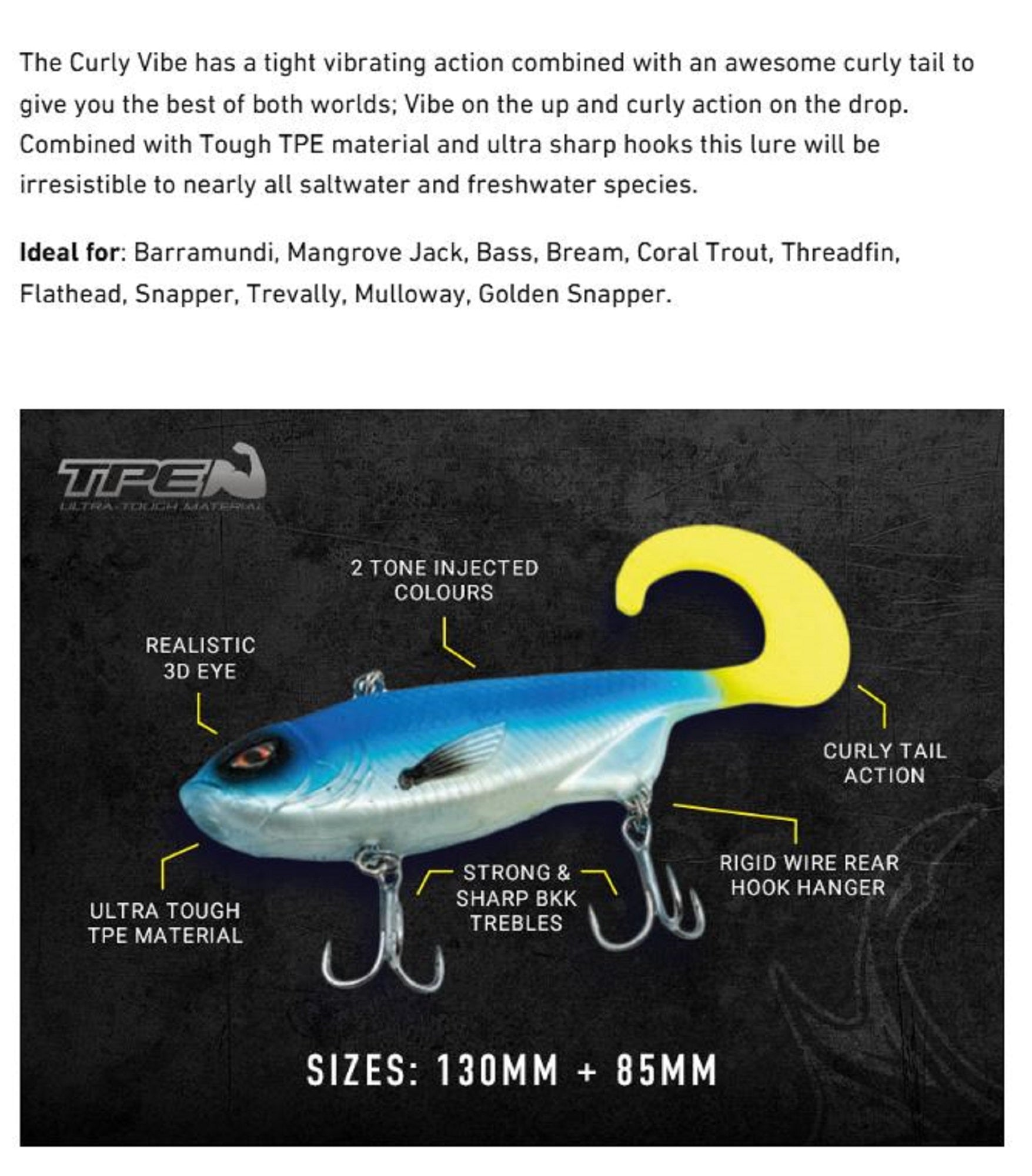 Chasebaits Curly Vibe 85 mm 13 grams Sinking Lure 05 (4594)