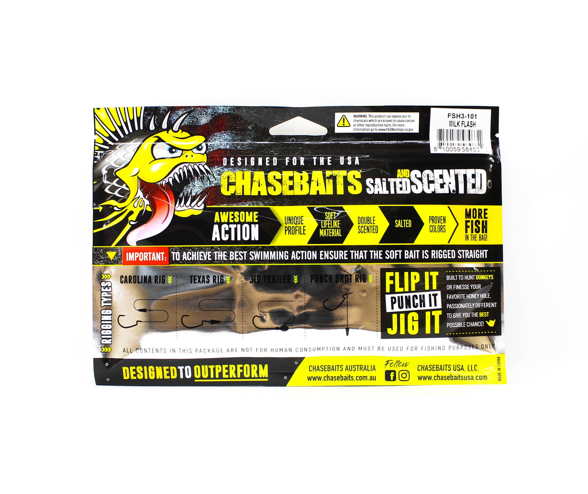 Chasebaits Flacid Shad 3inch Soft Lure 7/Pack Milk Flash (4631)