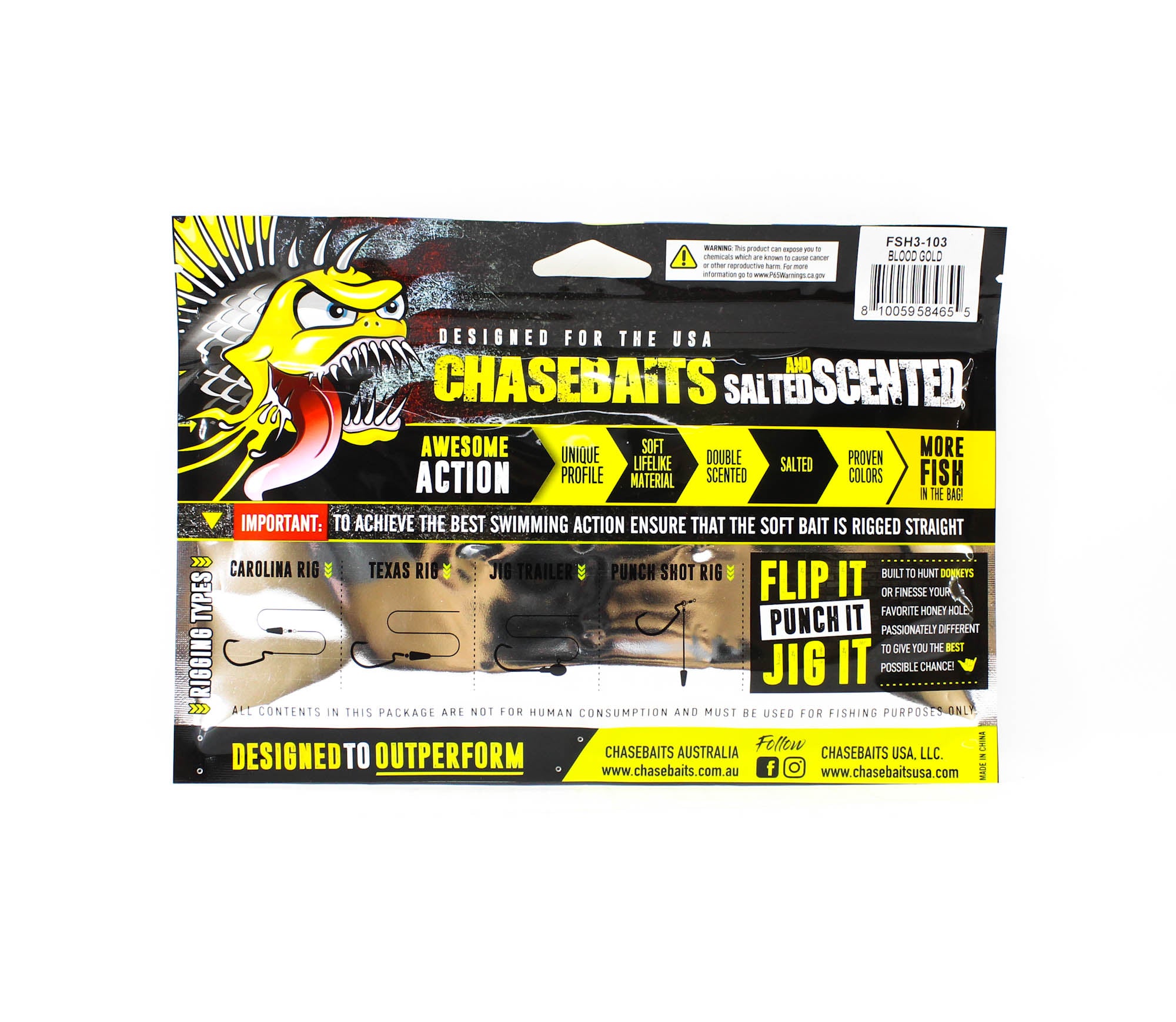 Chasebaits Flacid Shad 3inch Soft Lure 7/Pack Blood Gold (4655)