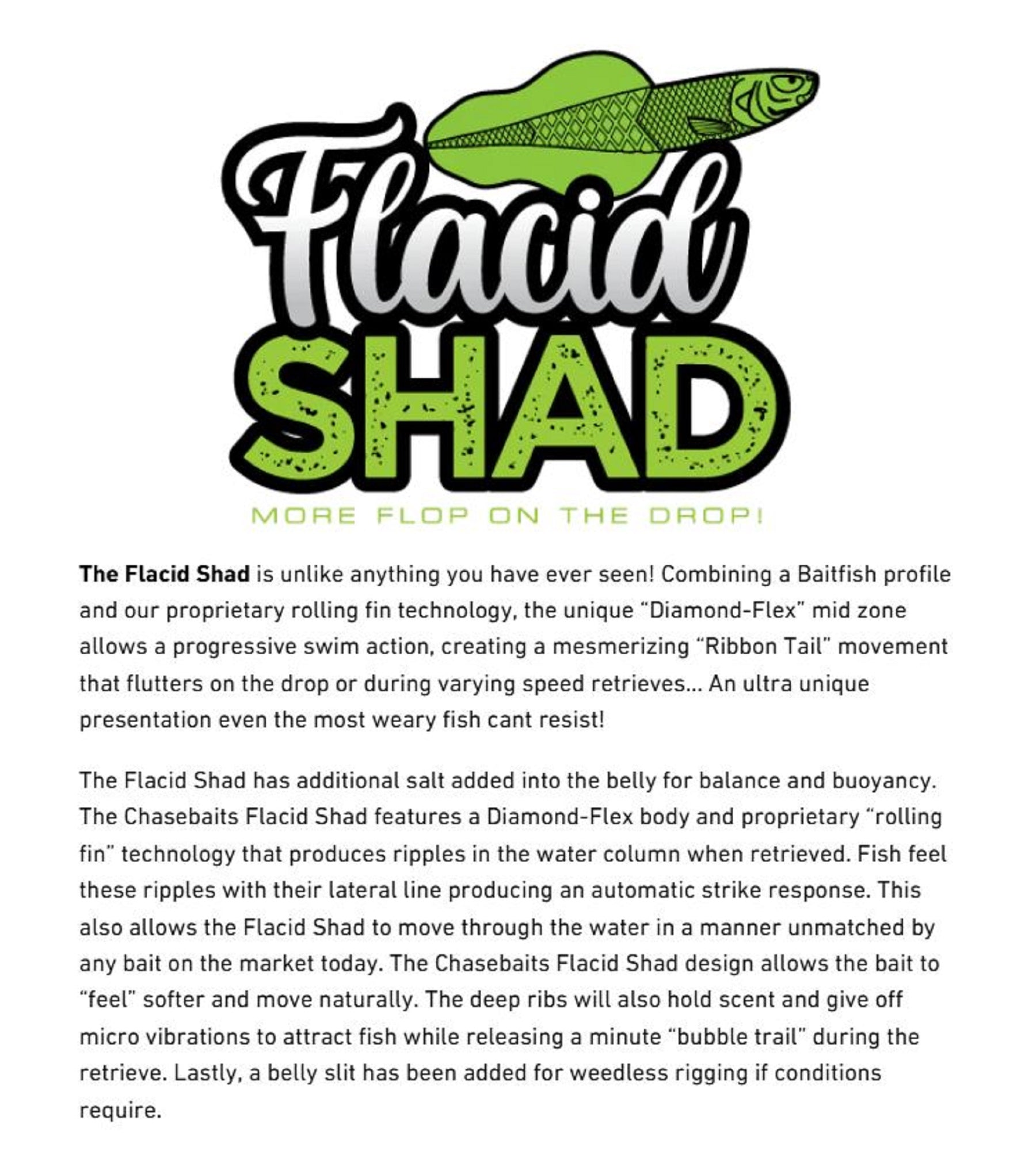 Chasebaits Flacid Shad 3inch Soft Lure 7/Pack Pearl Minnow (4723)
