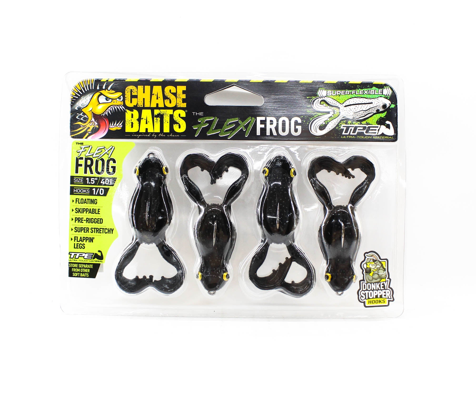 Chasebaits Flexi Frog 40 mm Floating Lure 4/Pack Black (4761)