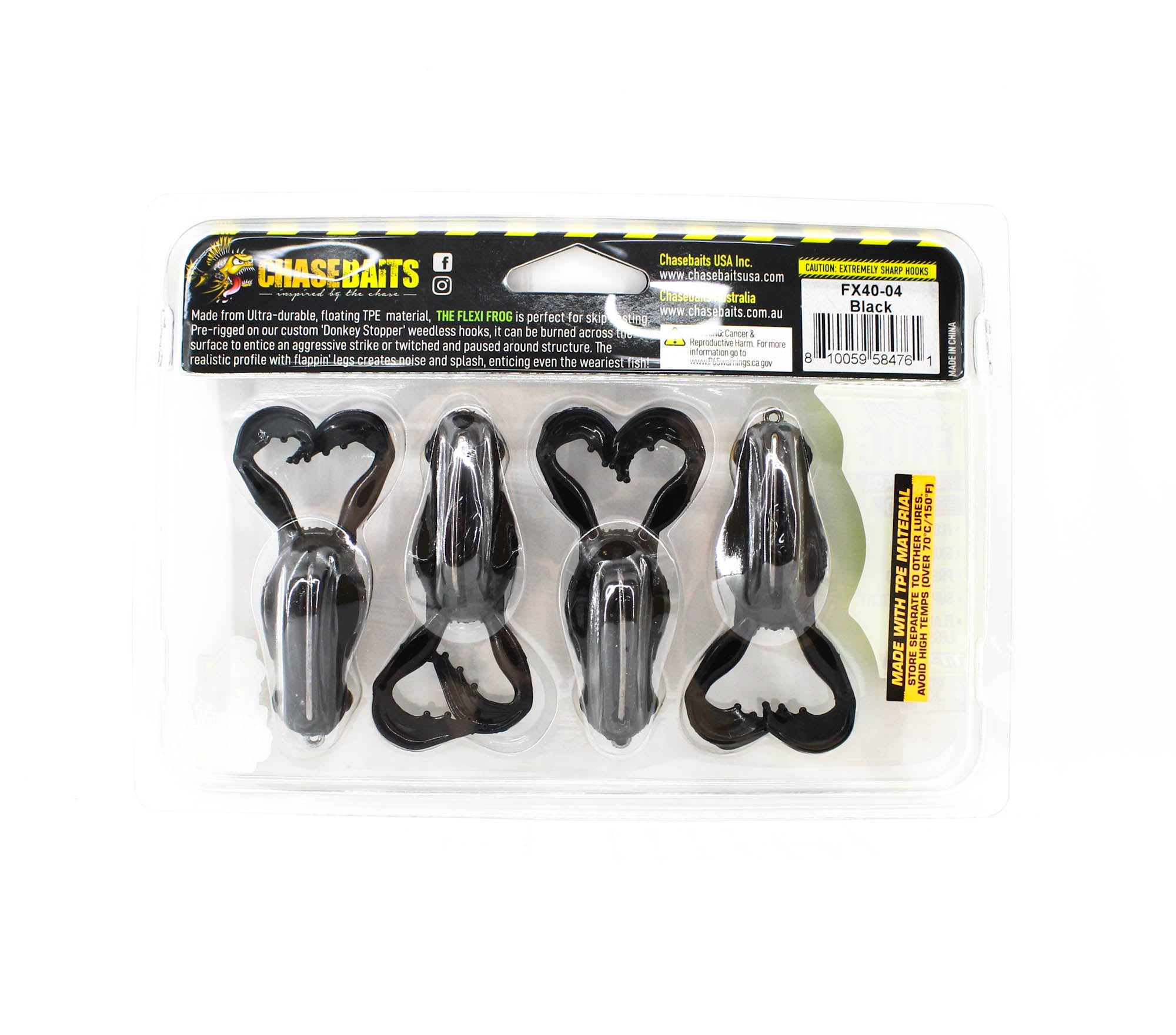 Chasebaits Flexi Frog 40 mm Floating Lure 4/Pack Black (4761)