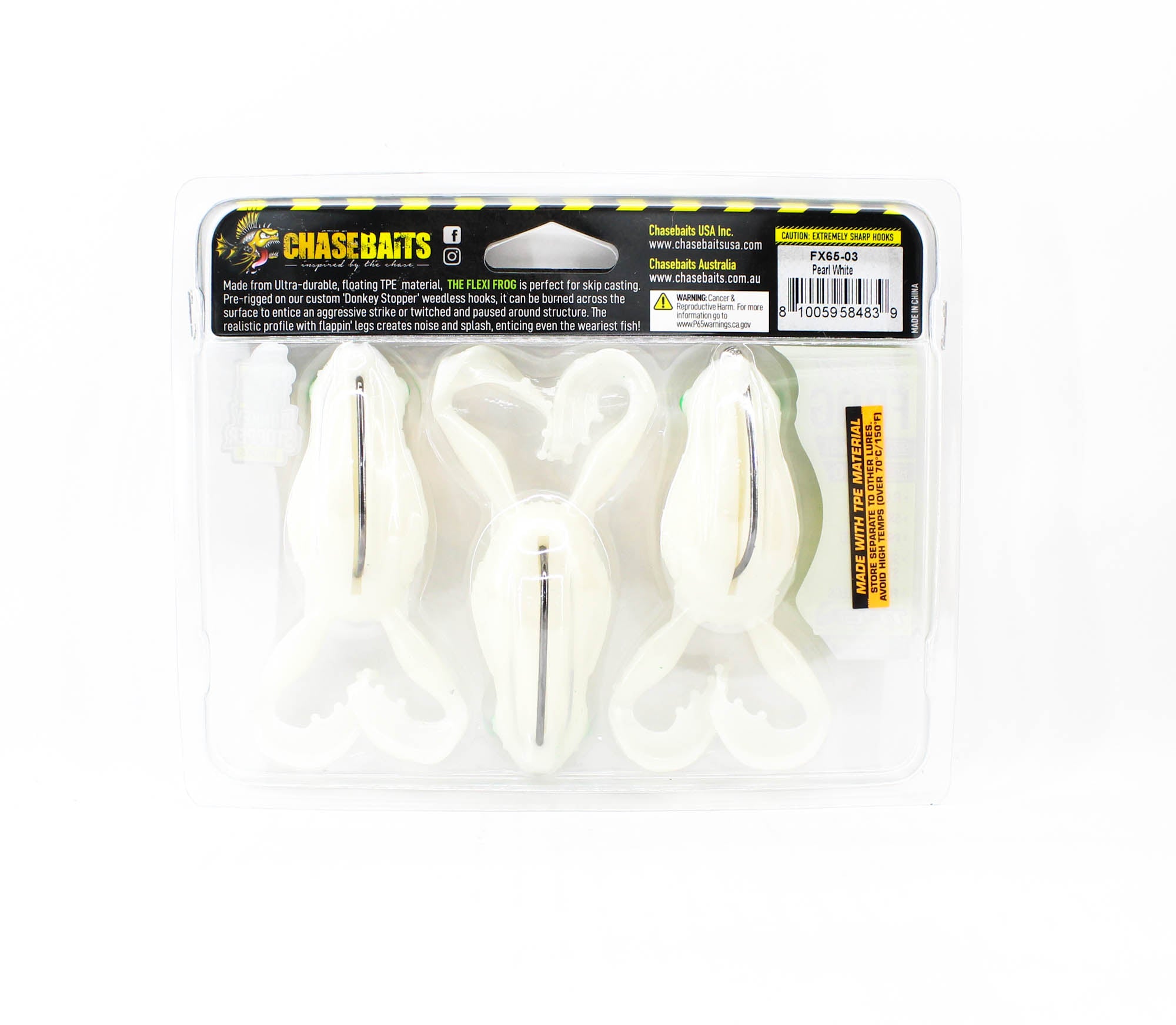 Chasebaits Flexi Frog 65 mm Floating Lure 3/Pack Pearl White (4839)