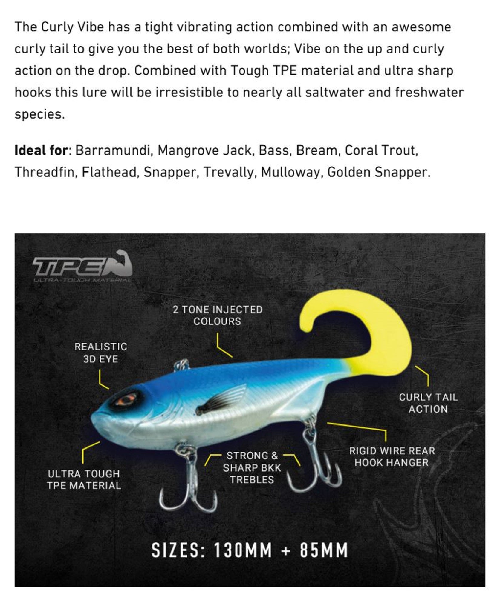 Chasebaits Curly Vibe Heavy 130 mm 60 grams Sinking Lure 09 (5447)