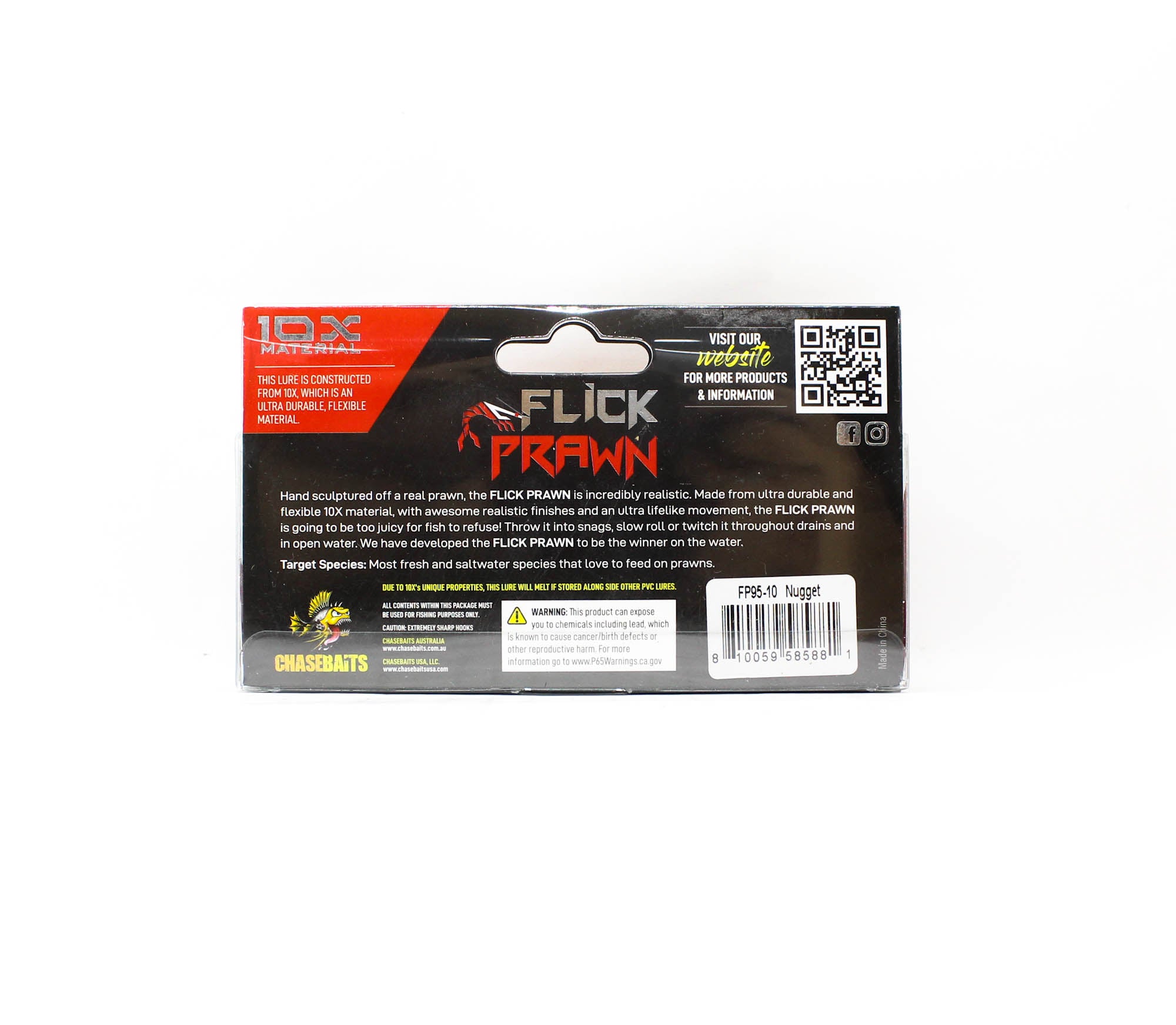 Chasebaits Flick Prawn 95 mm 4 grams Sinking Lure 10 (5881)