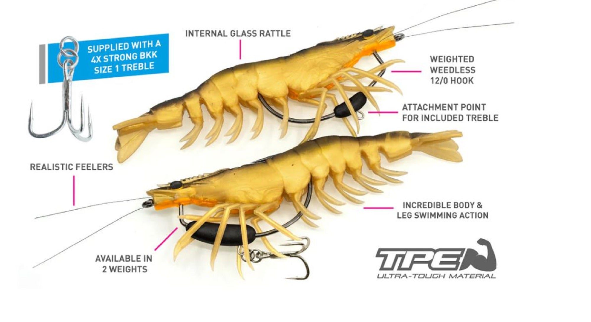 Chasebaits Flick Prawn King 180 mm 49 grams Sinking Lure 10 (6147)