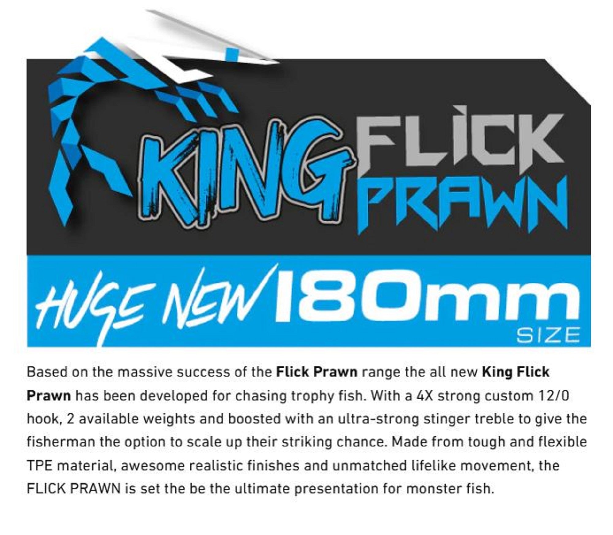 Chasebaits Flick Prawn King 180 mm 49 grams Sinking Lure 10 (6147)
