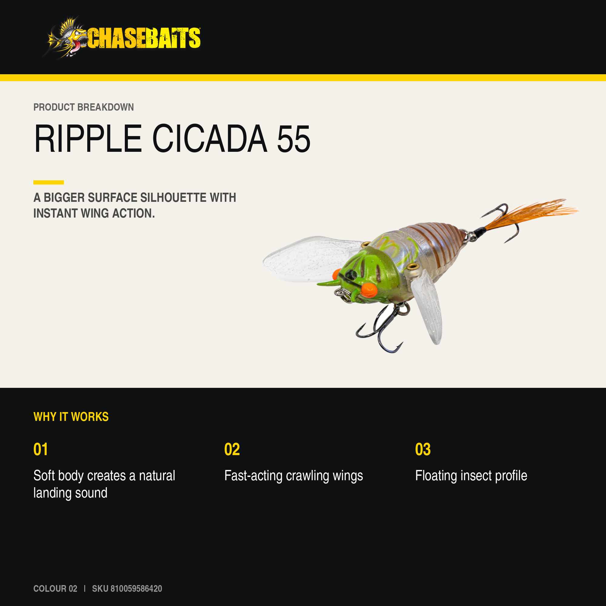Chasebaits Ripple Cicada 55 mm Floating Lure 02 (6420)