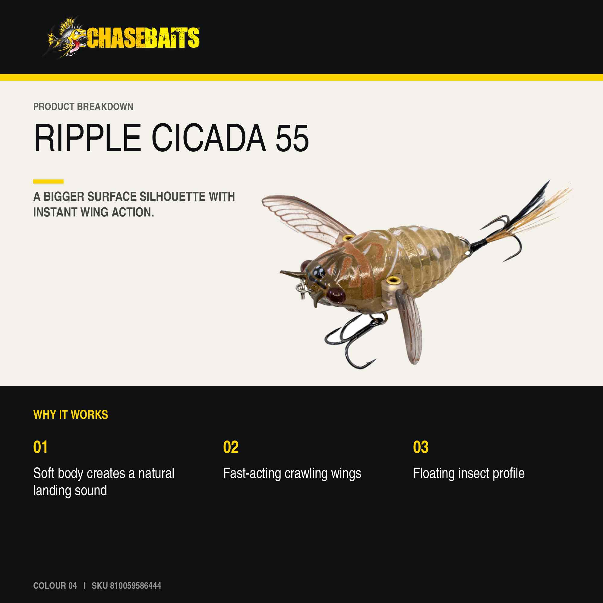 Chasebaits Ripple Cicada 55 mm Floating Lure 04 (6444)
