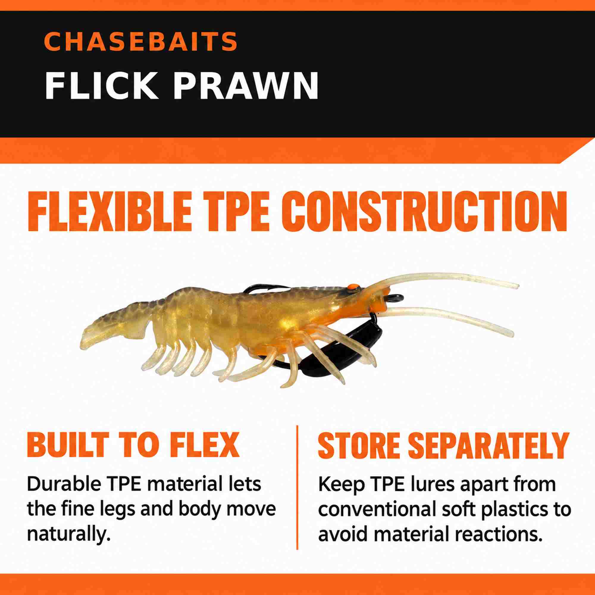Chasebaits Flick Prawn 65 mm 3.5 grams Sinking Lure 2/pack 10 (7236)
