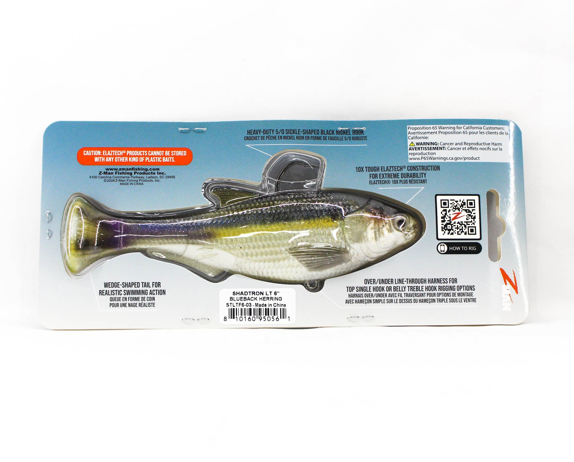 Zman Soft Lure Shadtron LT Swimbait 6 Inch Blueback Herring (0561)