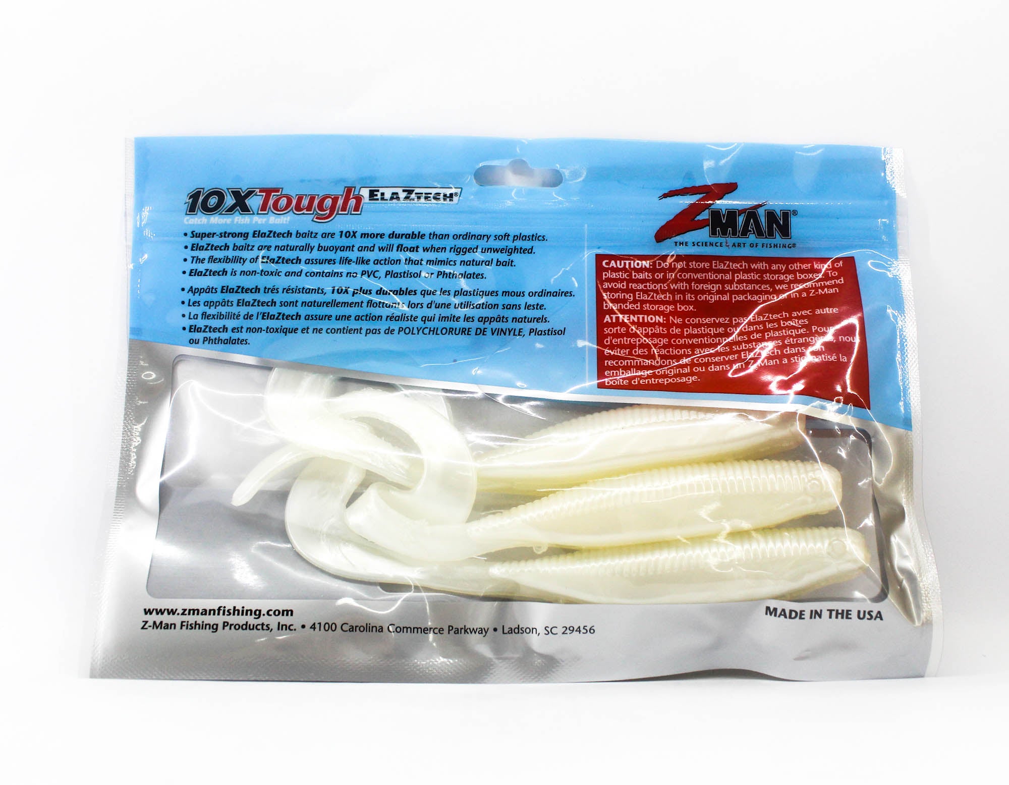 Zman Soft Lure StreakZ Curly TailZ 7 Inch 3/Pack Pearl (1926)