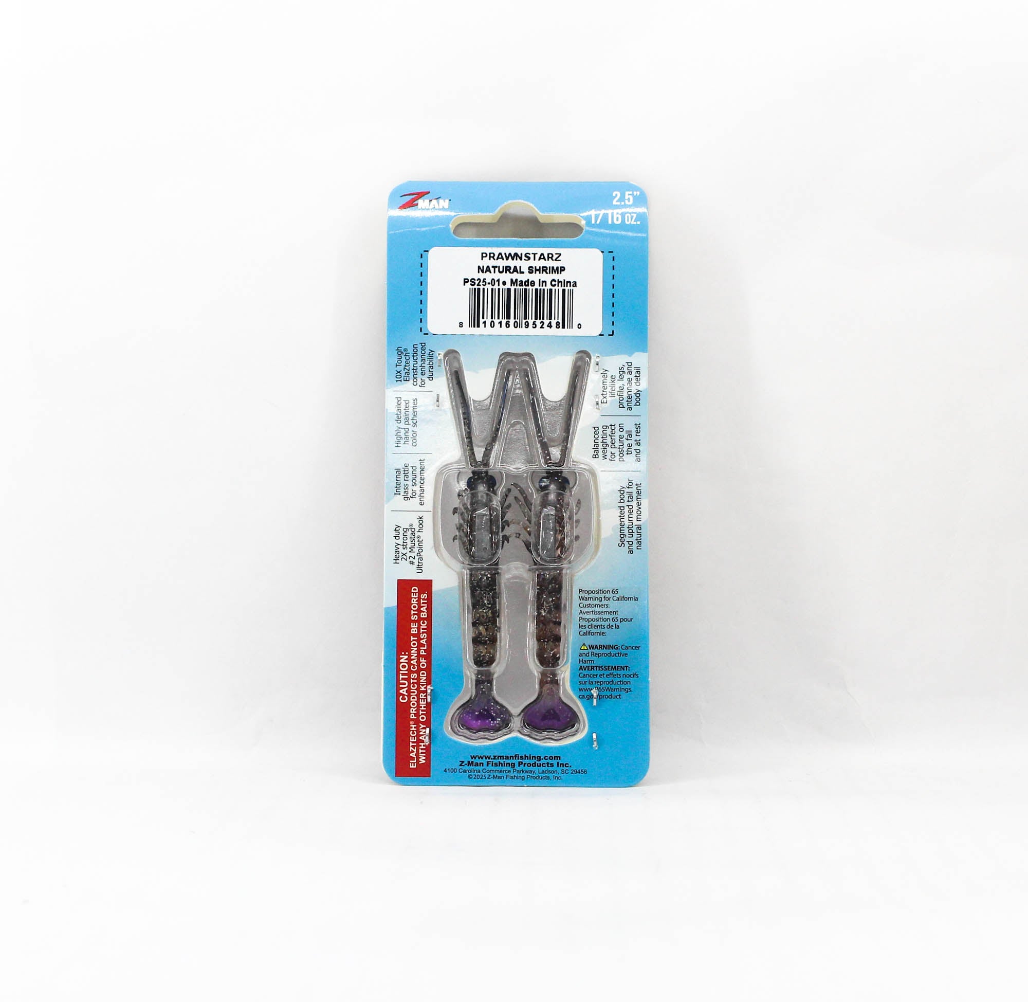 Zman Soft Lure PrawnstarZ 2.5 Inch 2/Pack Natural Shrimp (2480)
