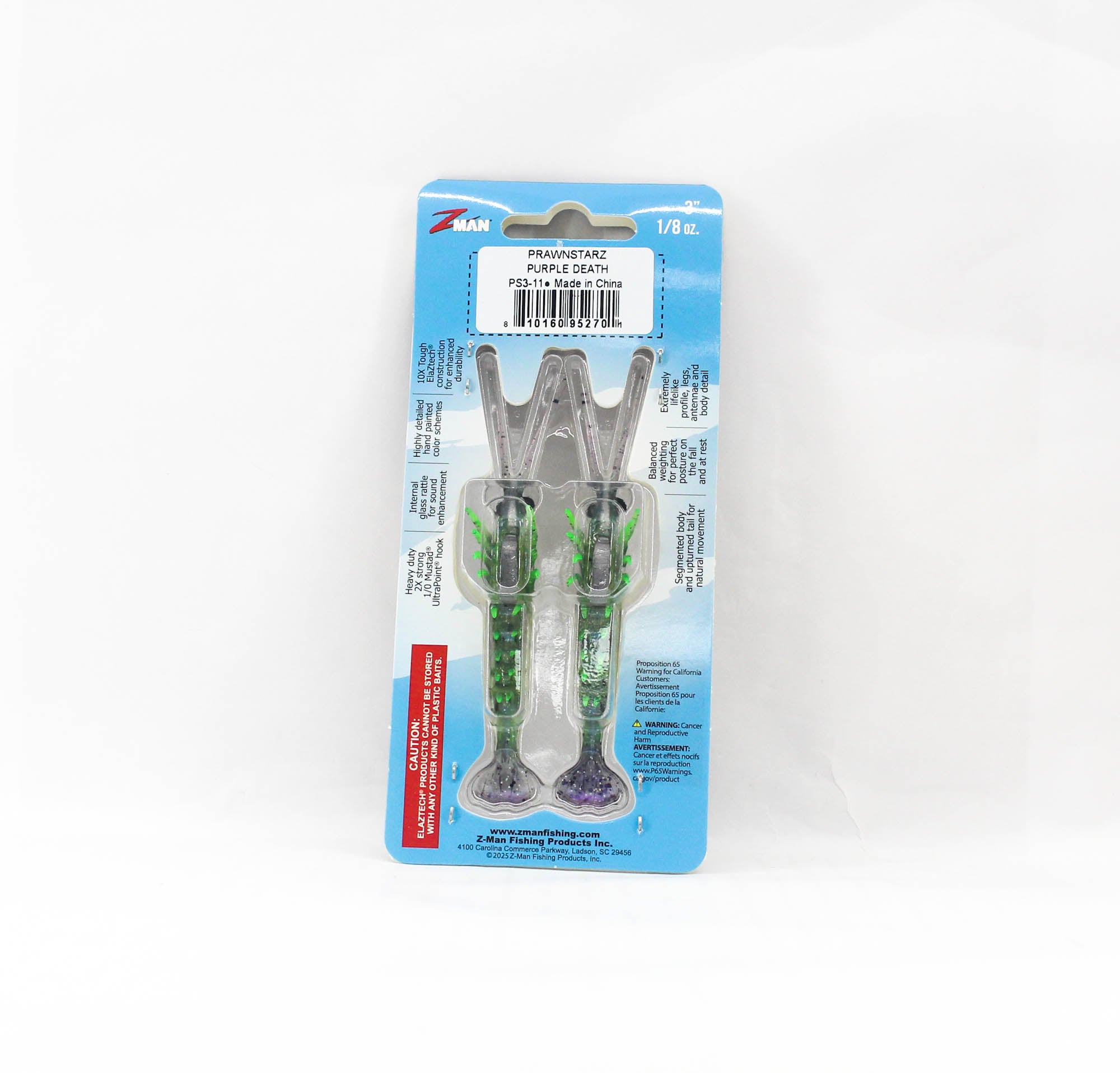 Zman Soft Lure PrawnstarZ 3 Inch 2/Pack Purple Death (2701)