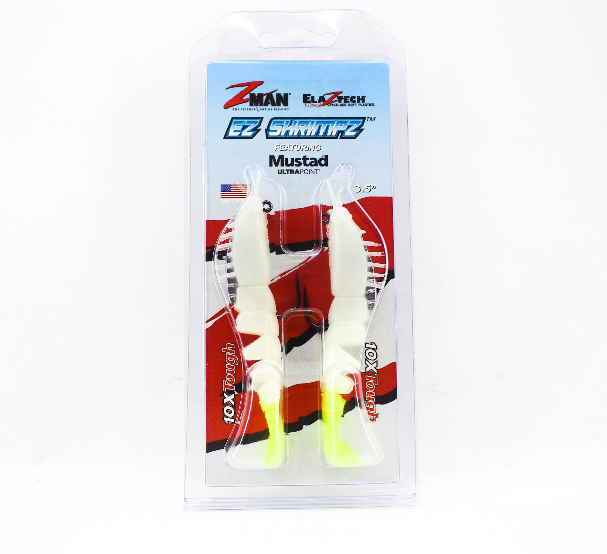 Zman Soft Lure Shrimpz Rigged 3.5 Inch 2/Pack Glow Chart Tail (1447)