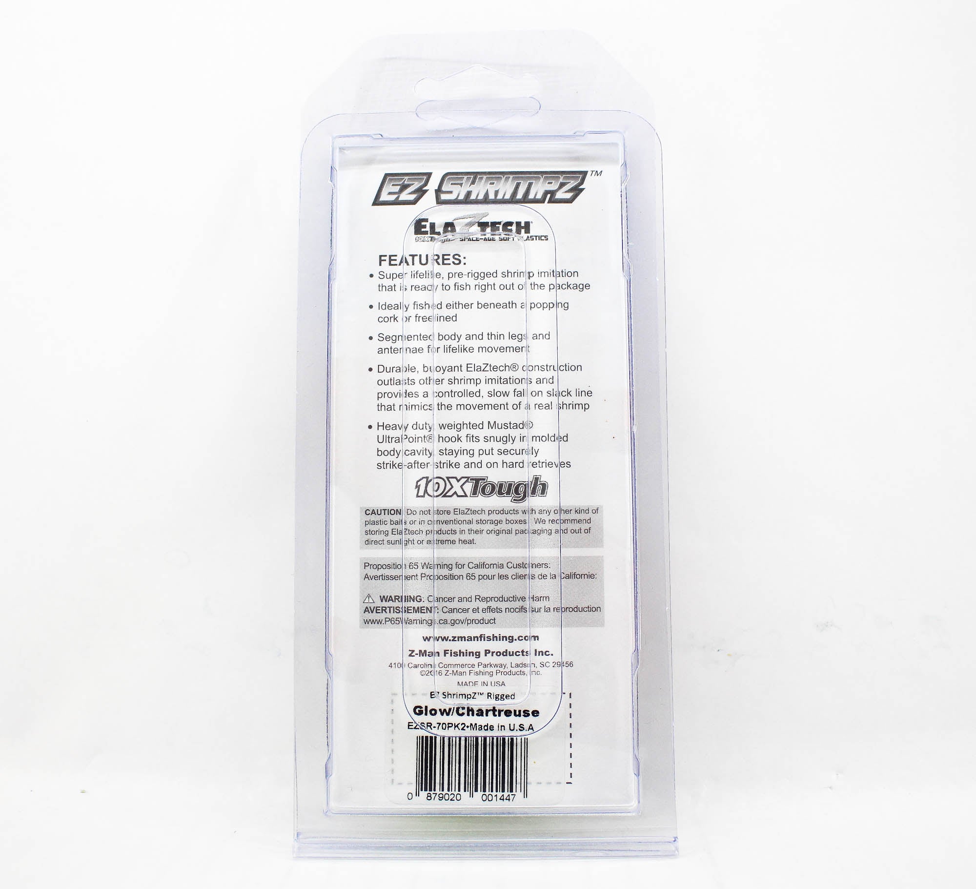 Zman Soft Lure Shrimpz Rigged 3.5 Inch 2/Pack Glow Chart Tail (1447)
