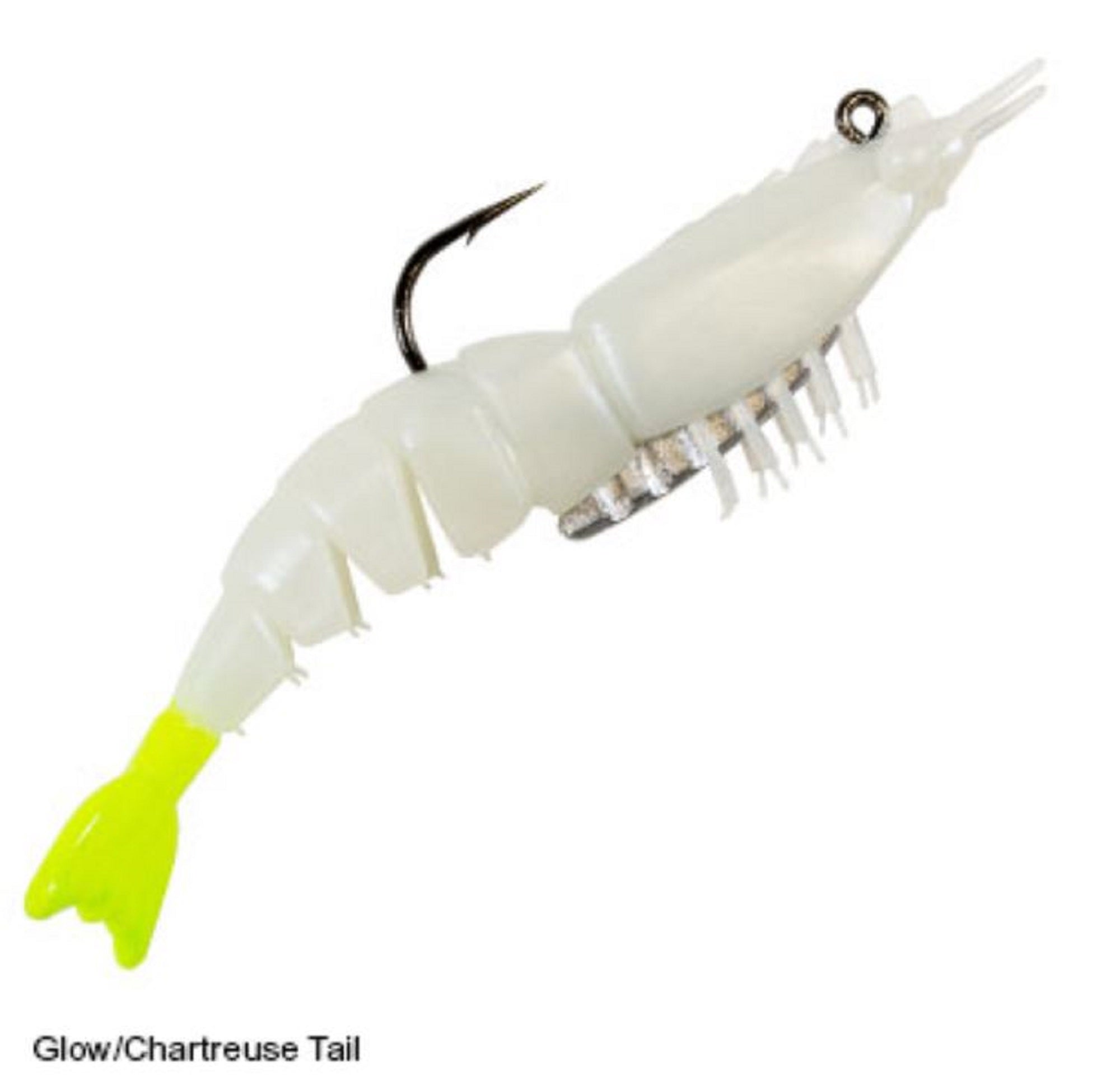 Zman Soft Lure Shrimpz Rigged 3.5 Inch 2/Pack Glow Chart Tail (1447)