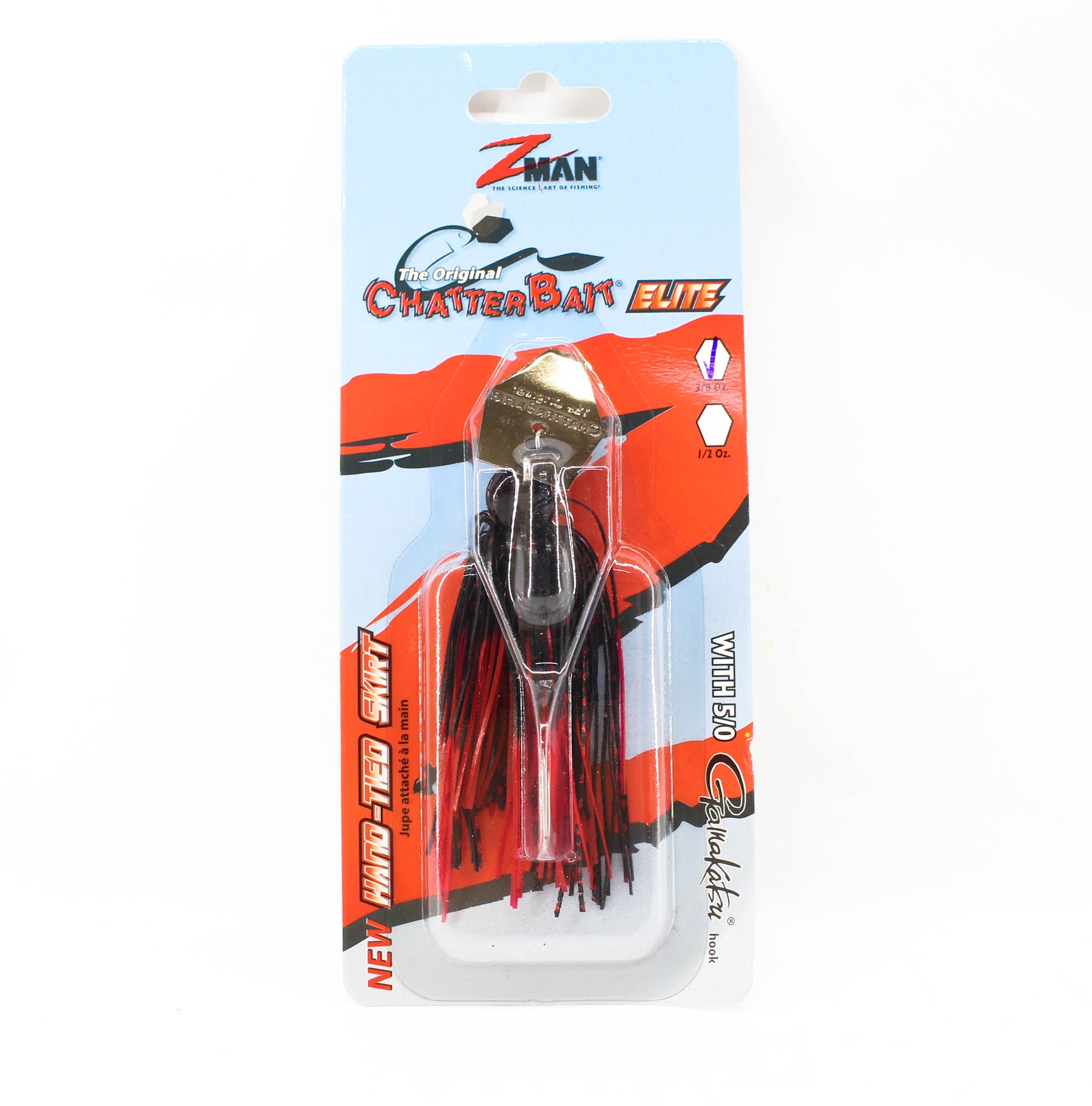 Zman Chatterbait Elite 3/8 oz Sinking Lure Black Red (1515)