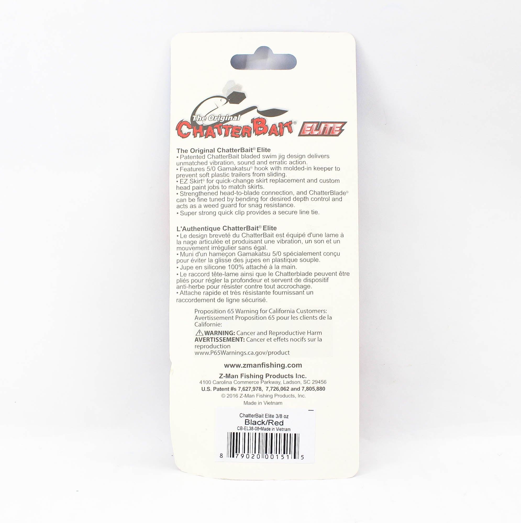 Zman Chatterbait Elite 3/8 oz Sinking Lure Black Red (1515)