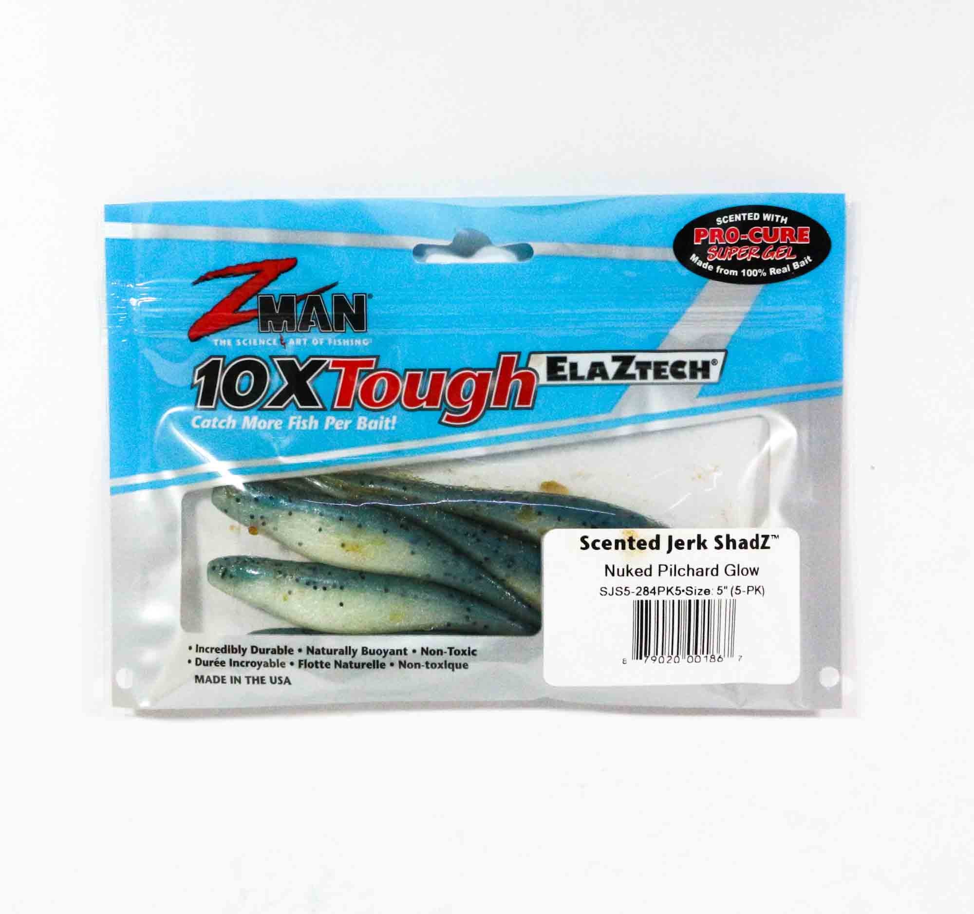 Zman Soft Lure Jerk ShadZ 5 Inch 5/Pack Nuked Pilchard Glow (1867)