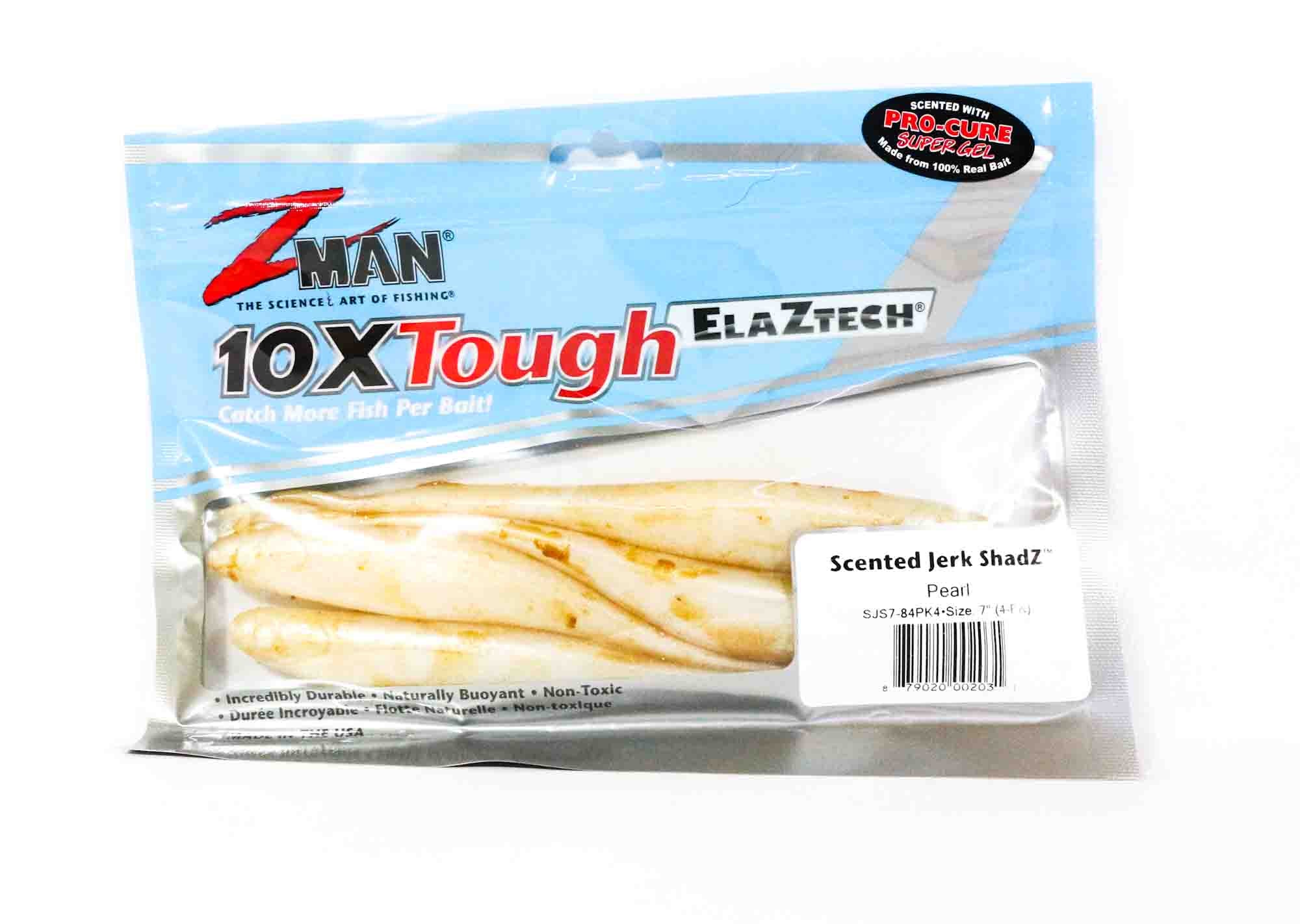 Zman Soft Lure Jerk ShadZ 7 Inch 4/Pack Pearl (2031)