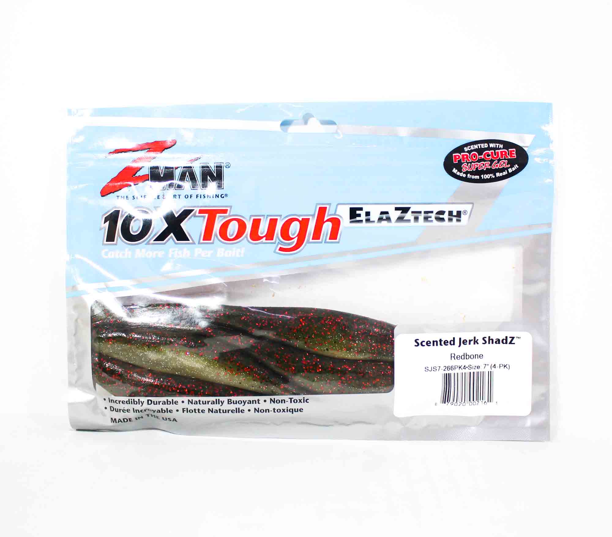 Zman Soft Lure Jerk ShadZ Scented 7 Inch 4/Pack Redbone Glow (2161)