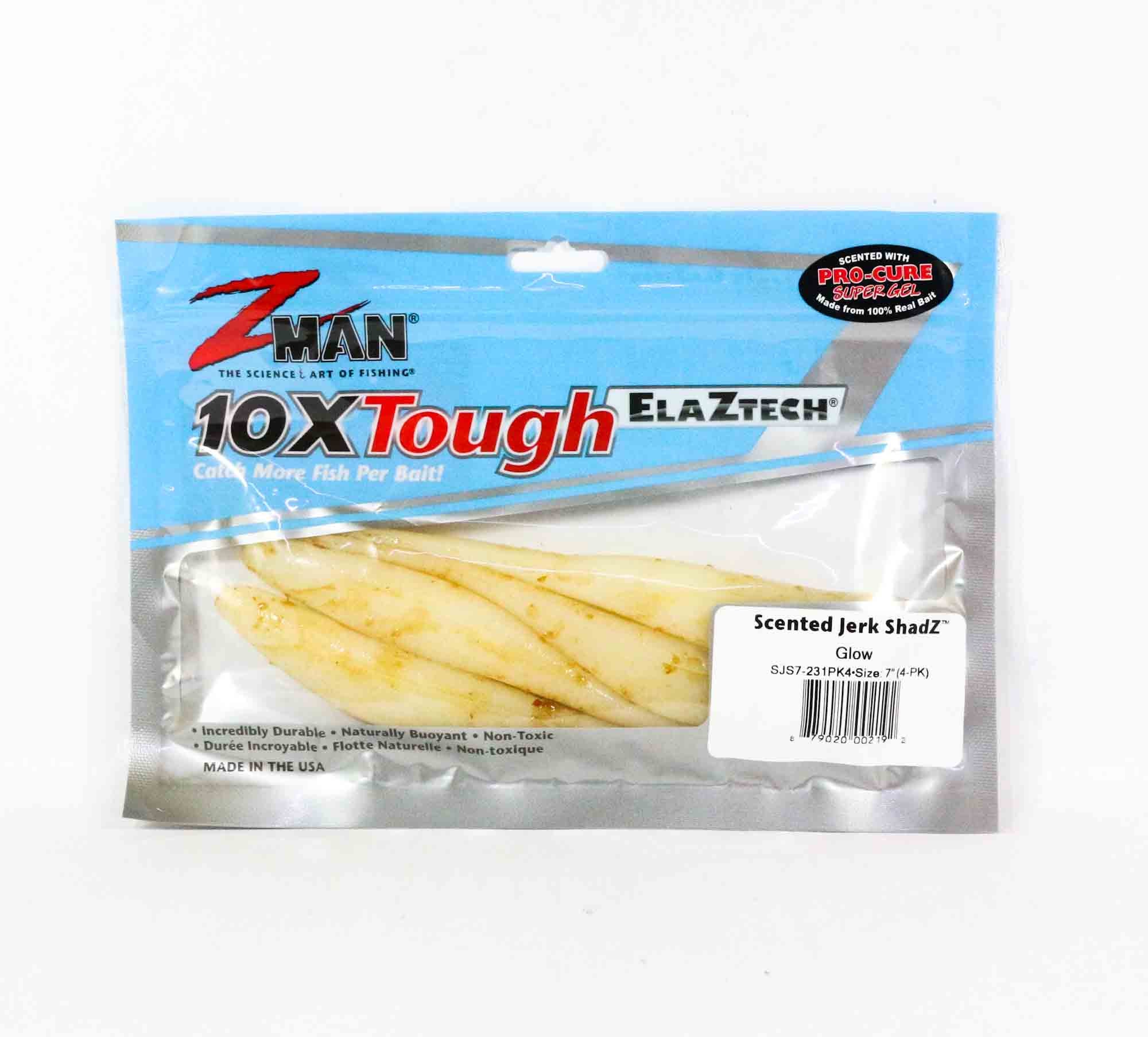 Zman Soft Lure Jerk ShadZ Scented 7 Inch 4/Pack Glow (2192)