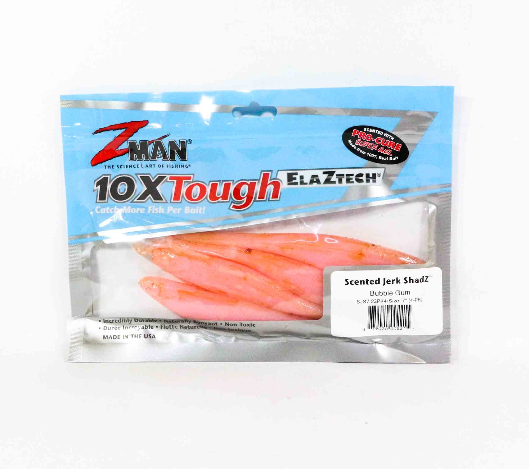 Zman Soft Lure Jerk ShadZ 7 Inch 4/Pack Bubble Gum (2215)
