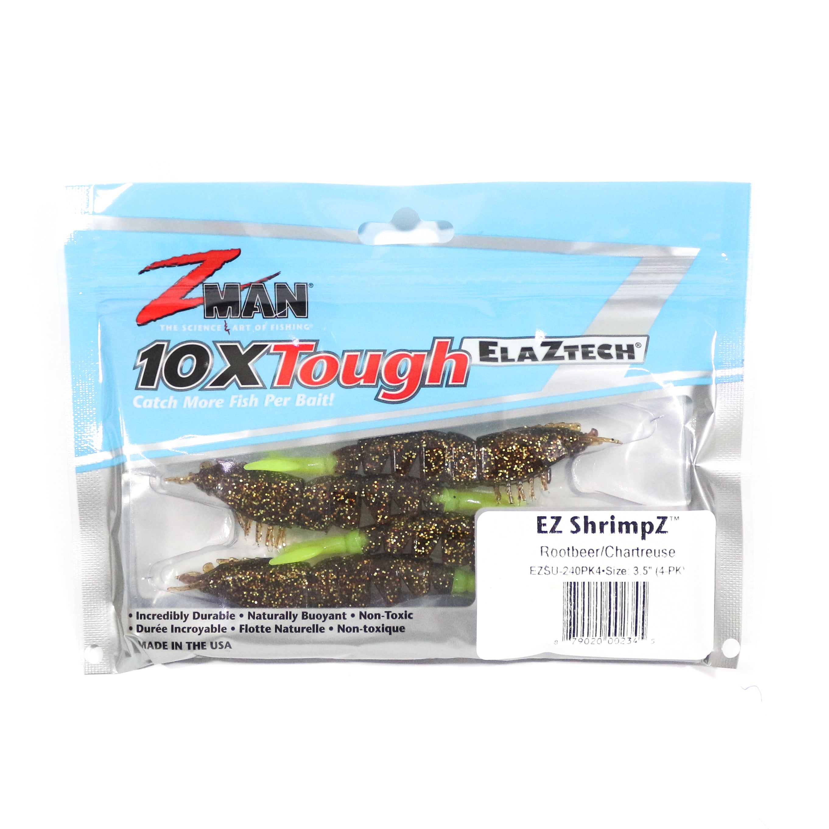 Zman Soft Lure Shrimpz 3.5 Inch 4/Pack Rootbeer Chart Tail (2345)