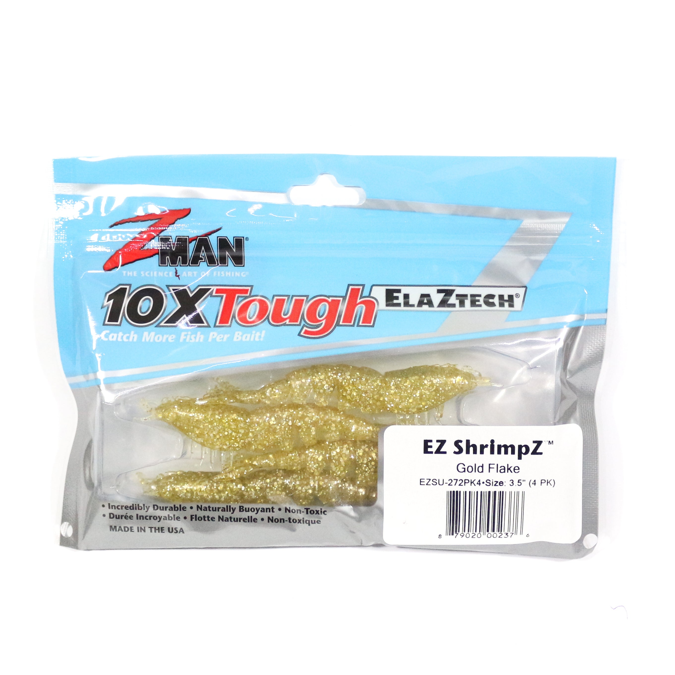 Zman Soft Lure Shrimpz 3.5 Inch 4/Pack Gold Flake (2376)