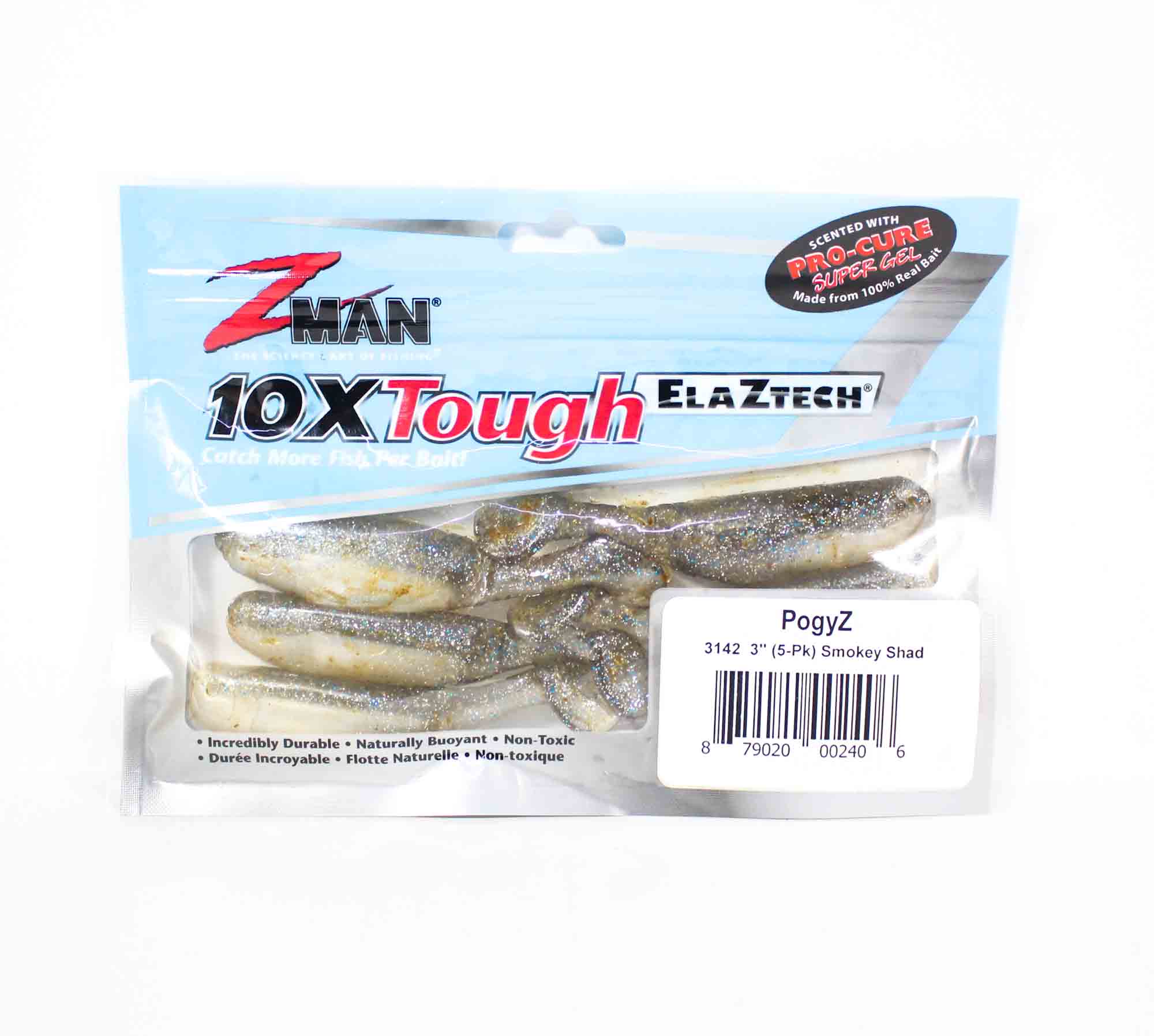 Zman Soft Lure PogyZ 3 Inch 5/Pack Smokey Shad (2406)