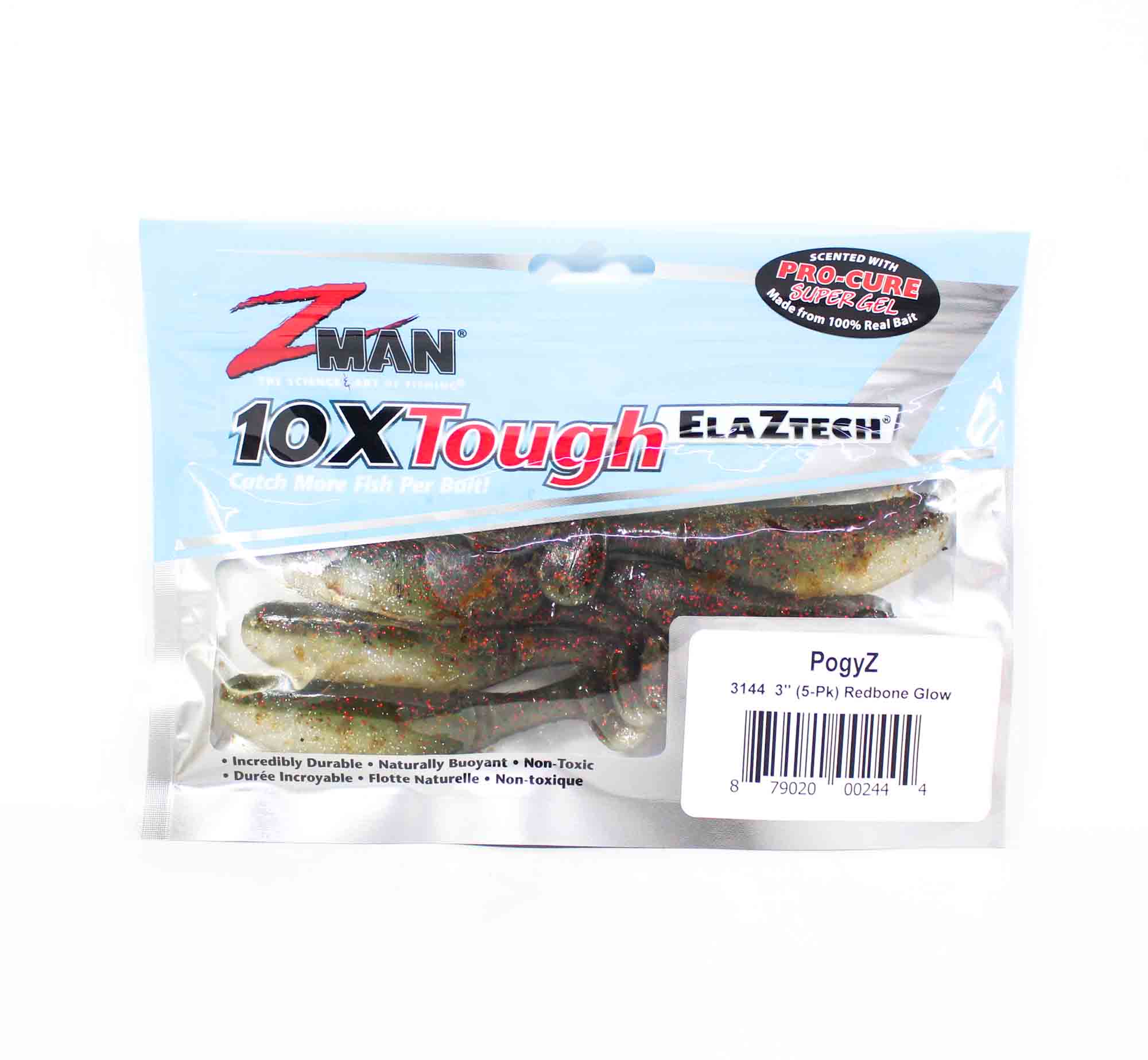 Zman Soft Lure Scented PogyZ 3 Inch 5/Pack Redbone Glow (2444)