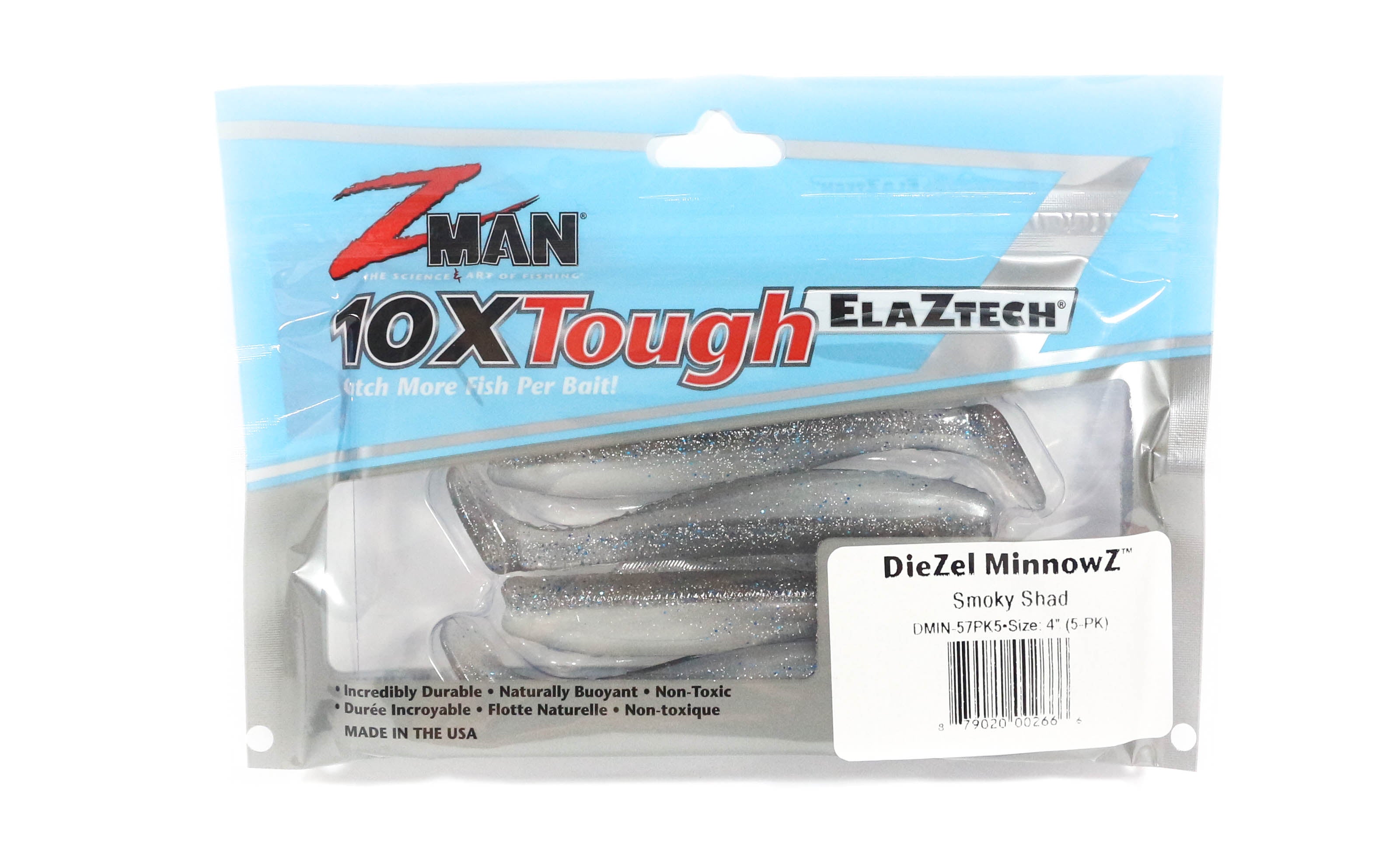 Zman Soft Lure Diezel MinnowZ 4 Inch 5/Pack Smoky Shad (2666)
