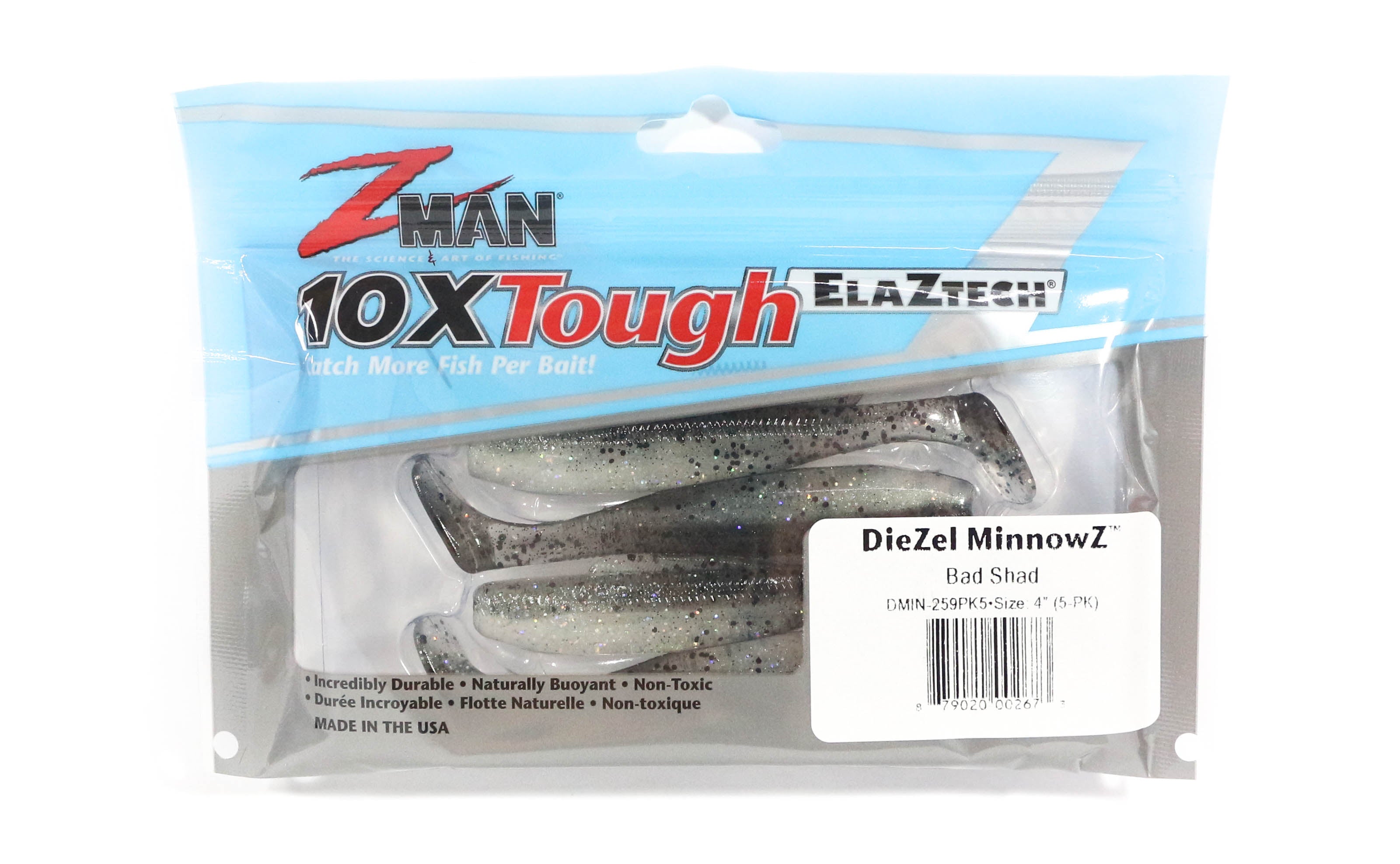 Zman Soft Lure Diezel MinnowZ 4 Inch 5/Pack Bad Shad (2673)