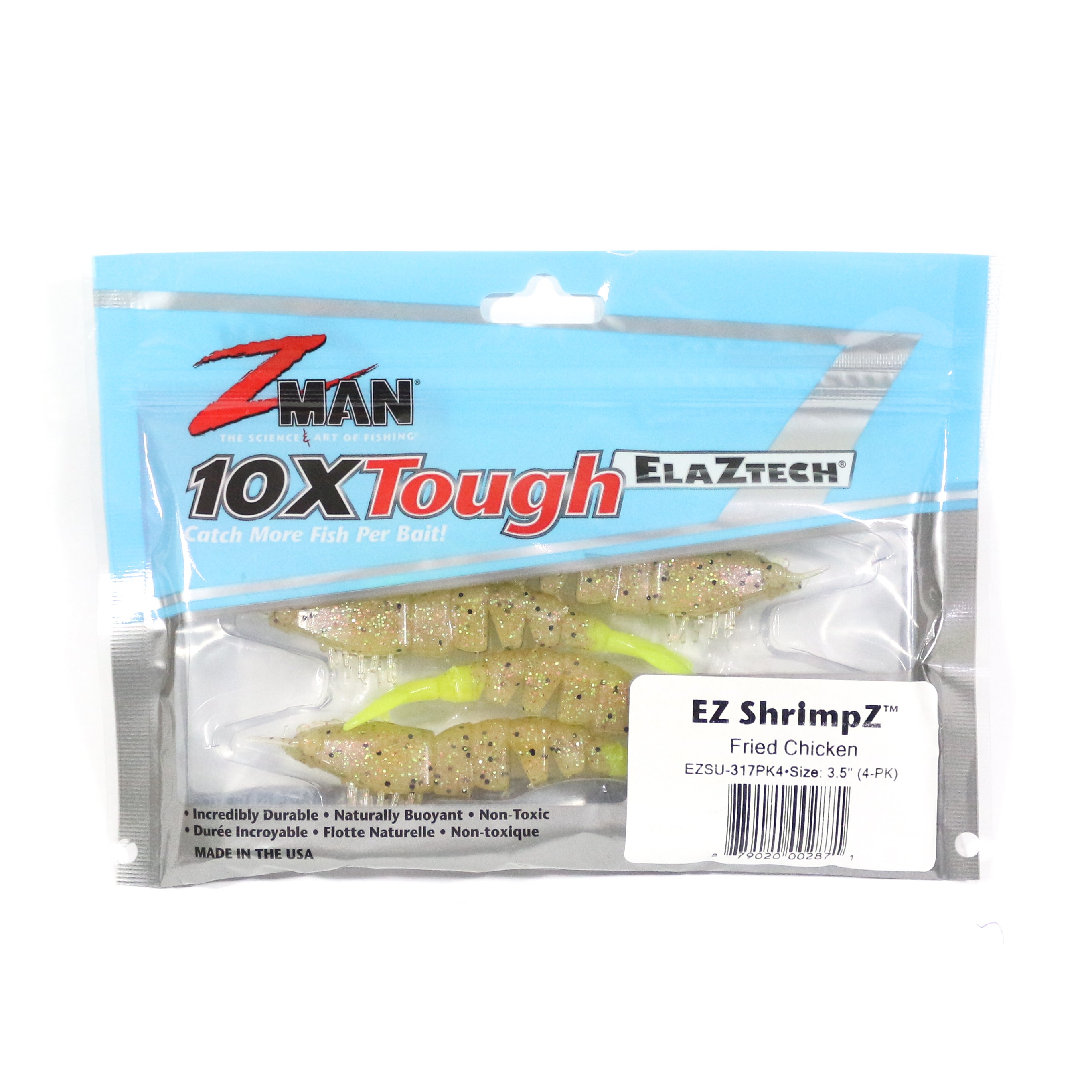 Zman Soft Lure Shrimpz 3.5 Inch 4/Pack Fried Chicken (2871)