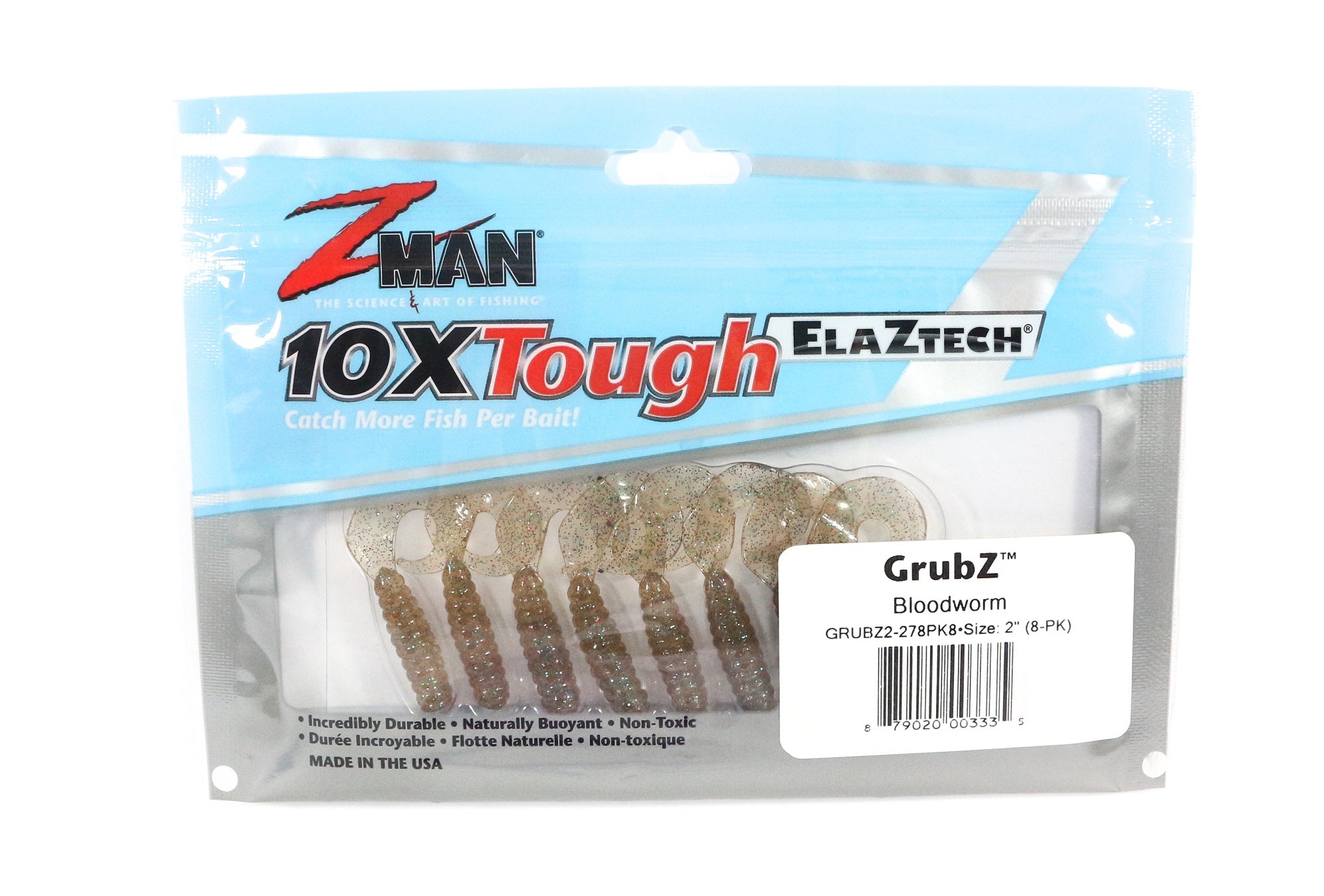 Zman Soft Lure GrubZ 2 Inch 8/Pack Blood Worm (3335)